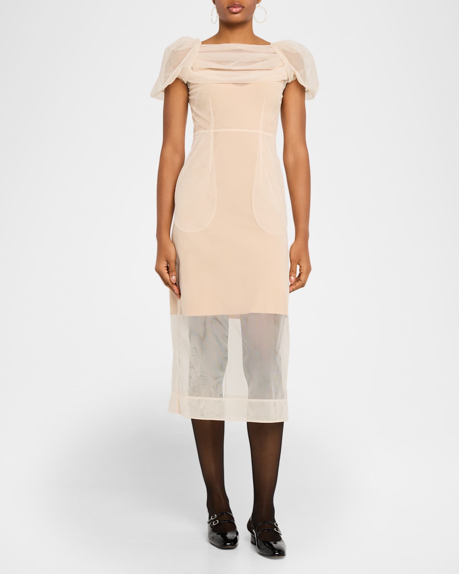 Simone Rocha Sheer Sculpted Gathered Bust Dress | Neiman Marcus