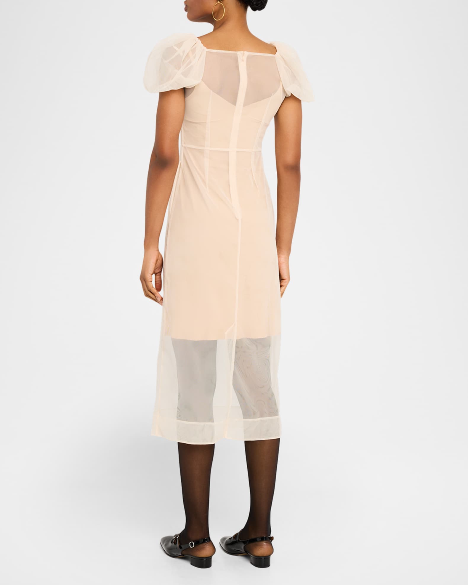 Simone Rocha Sheer Sculpted Gathered Bust Dress | Neiman Marcus