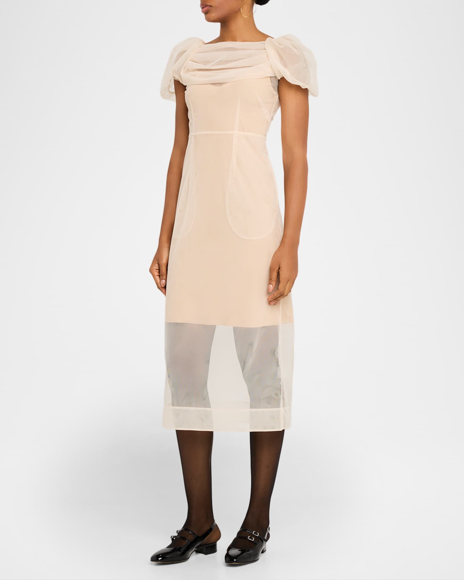 Simone Rocha Sheer Sculpted Gathered Bust Dress | Neiman Marcus