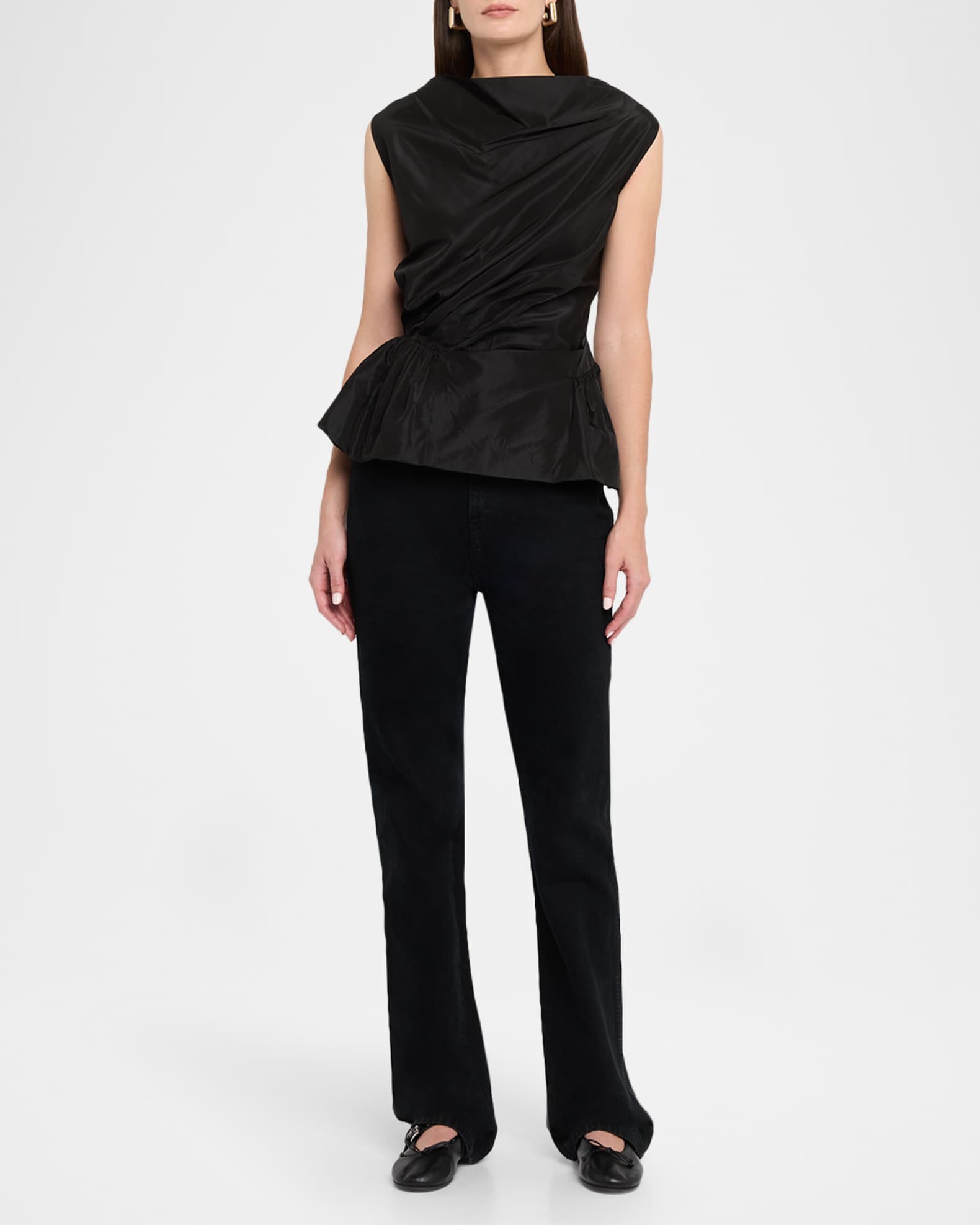 Sleeveless Draped Peplum Top 1