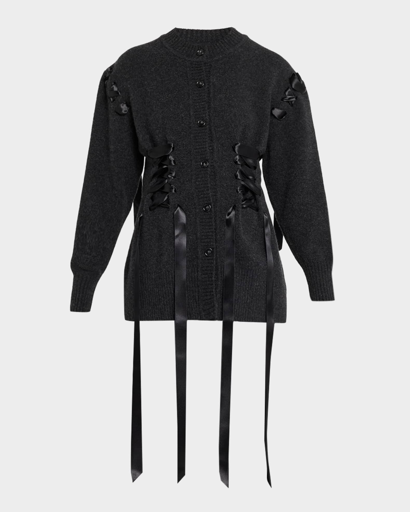 Simone Rocha Sculpted Ribbon Corset Cardigan | Neiman Marcus