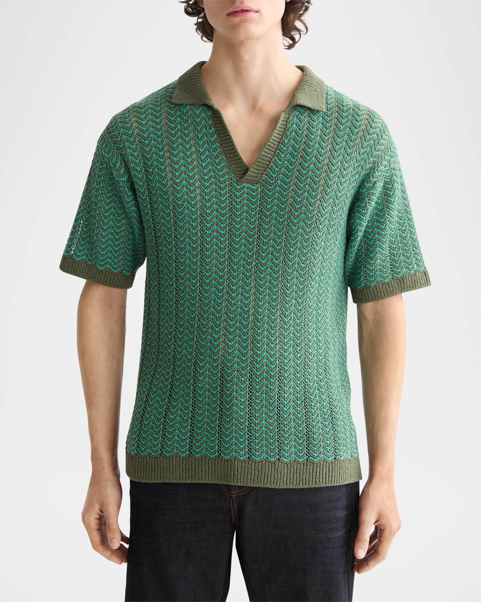 Scotch & Soda Men's Johnny Collar Chevron Knit Polo Shirt