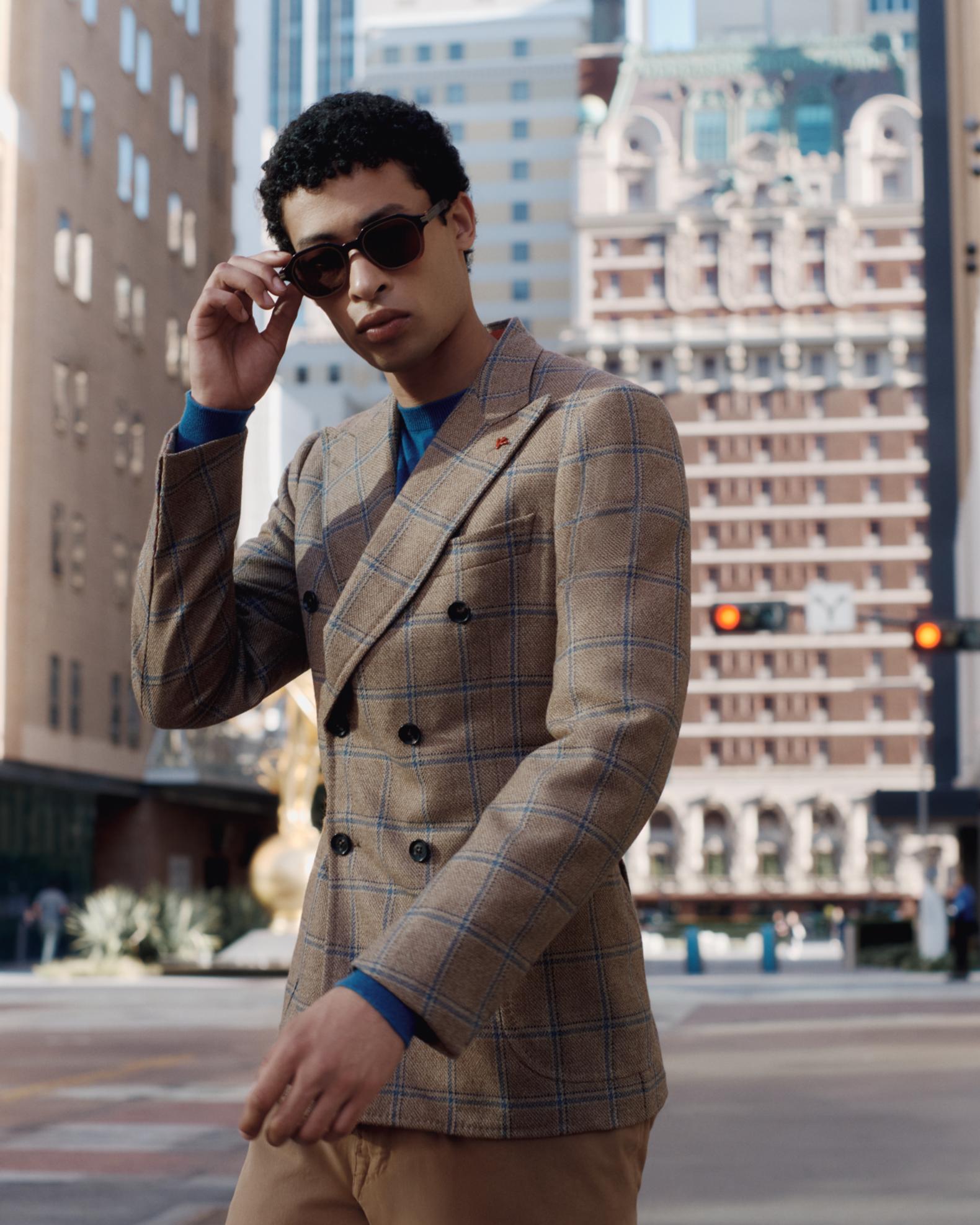 Isaia Men's Wool and Silk Windowpane Single-Breasted Sport Coat