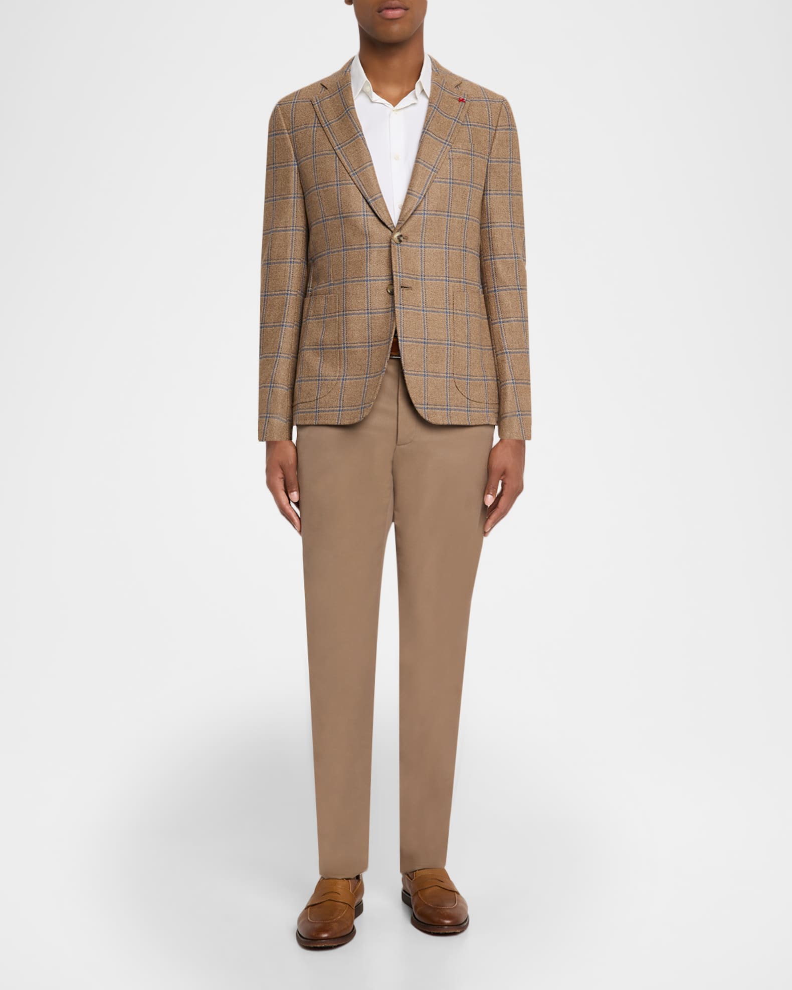 Isaia Men's Wool and Silk Windowpane Single-Breasted Sport Coat