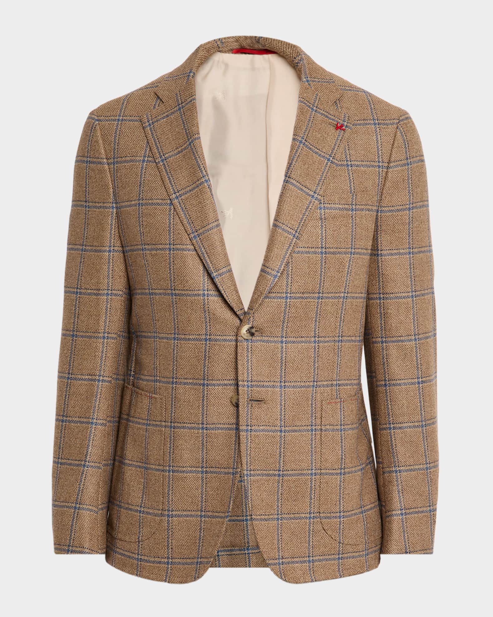 Isaia Men's Wool and Silk Windowpane Single-Breasted Sport Coat