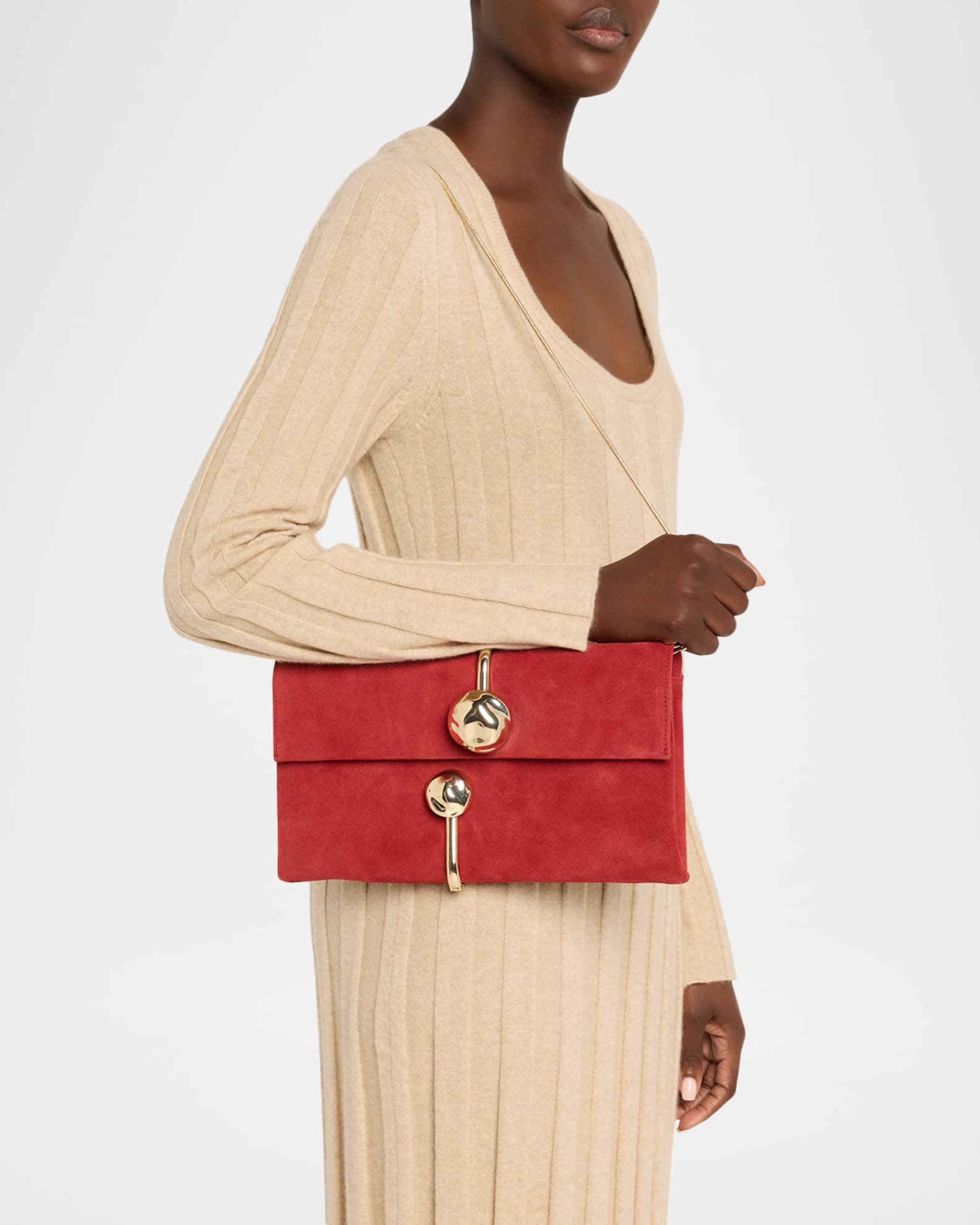 Amaya Calfskin Suede Clutch Bag 1