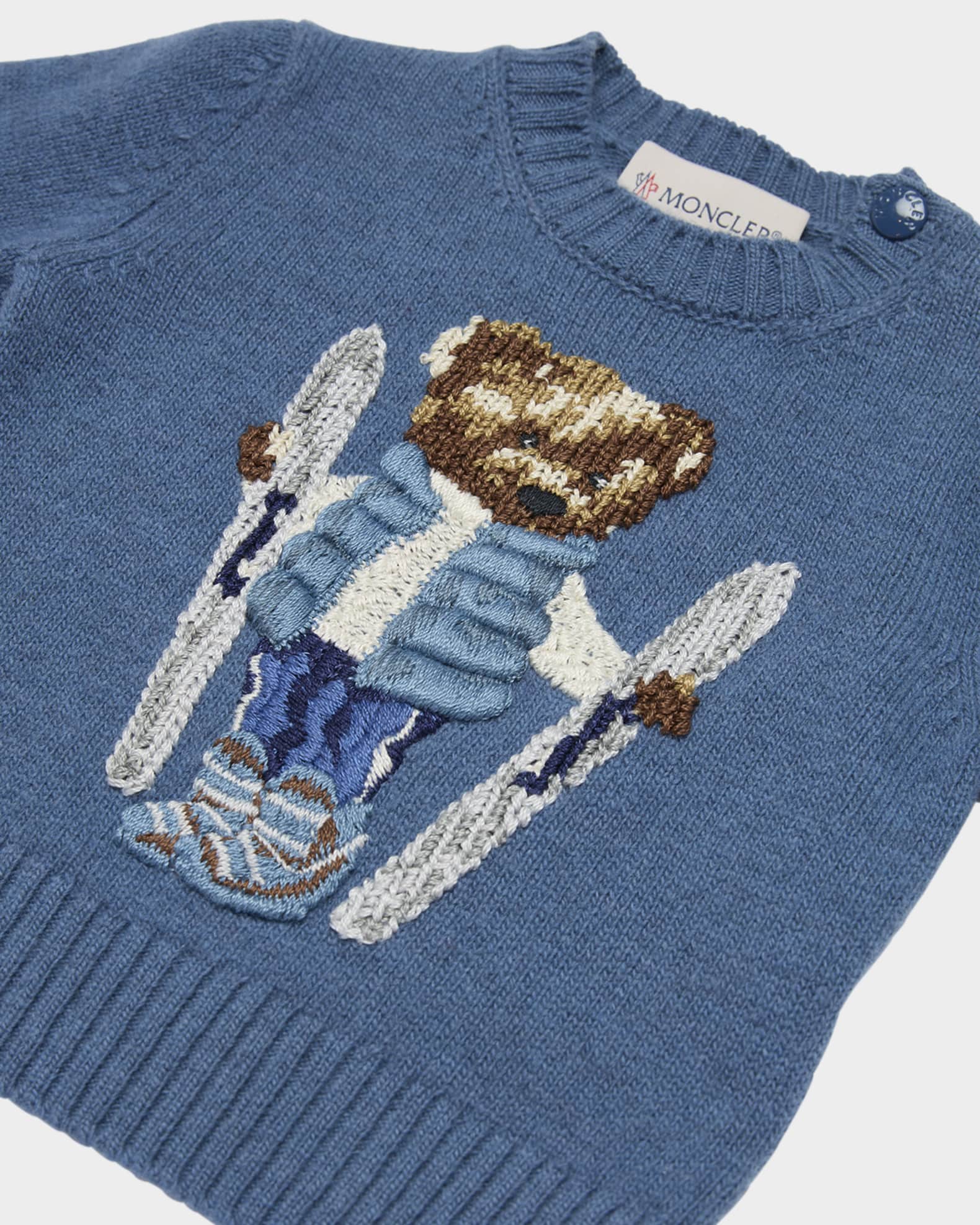 Moncler Boy's Ski Teddy Bear Crewneck Knit Sweater, Size 6M-3
