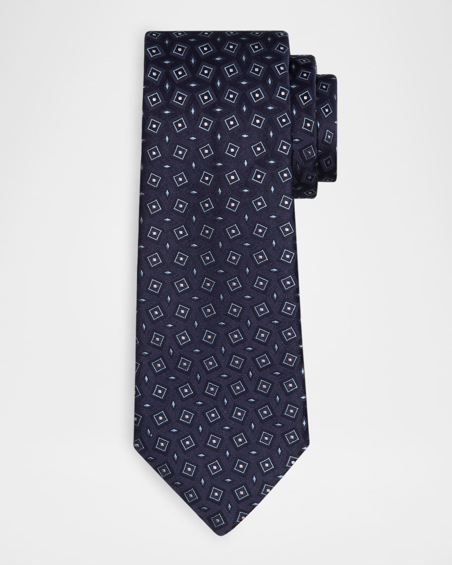Men's Geometric Chevron Silk Tie 0