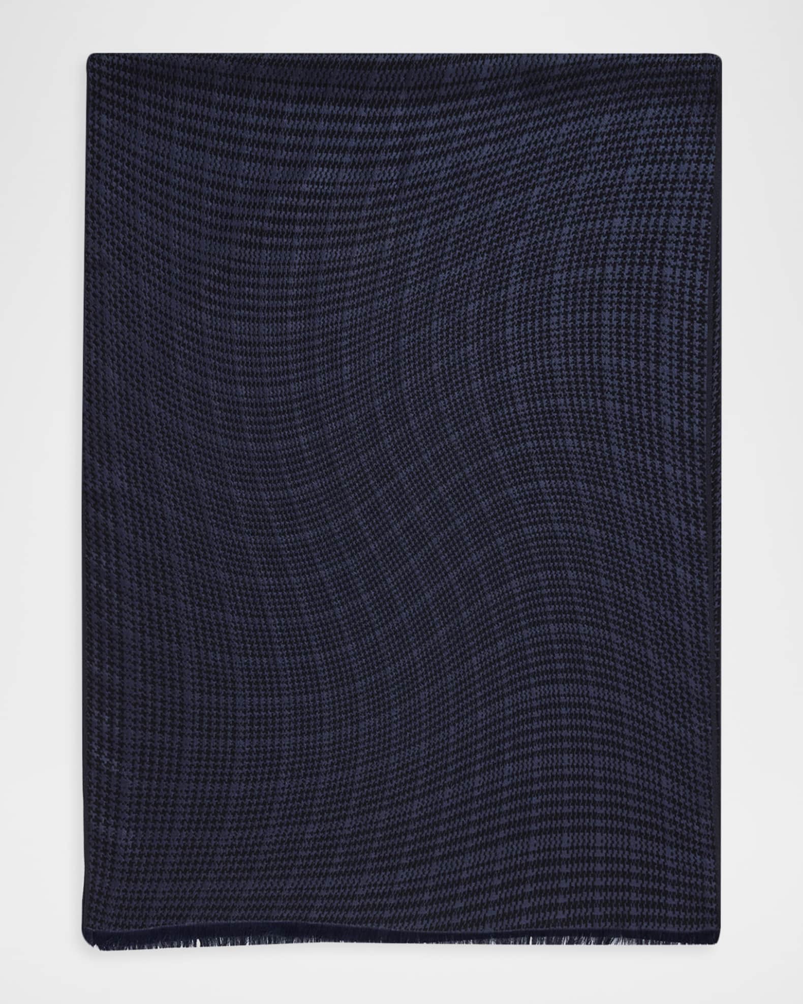 Giorgio Armani Men's Houndstooth Abstract Silk and Wool Scarf