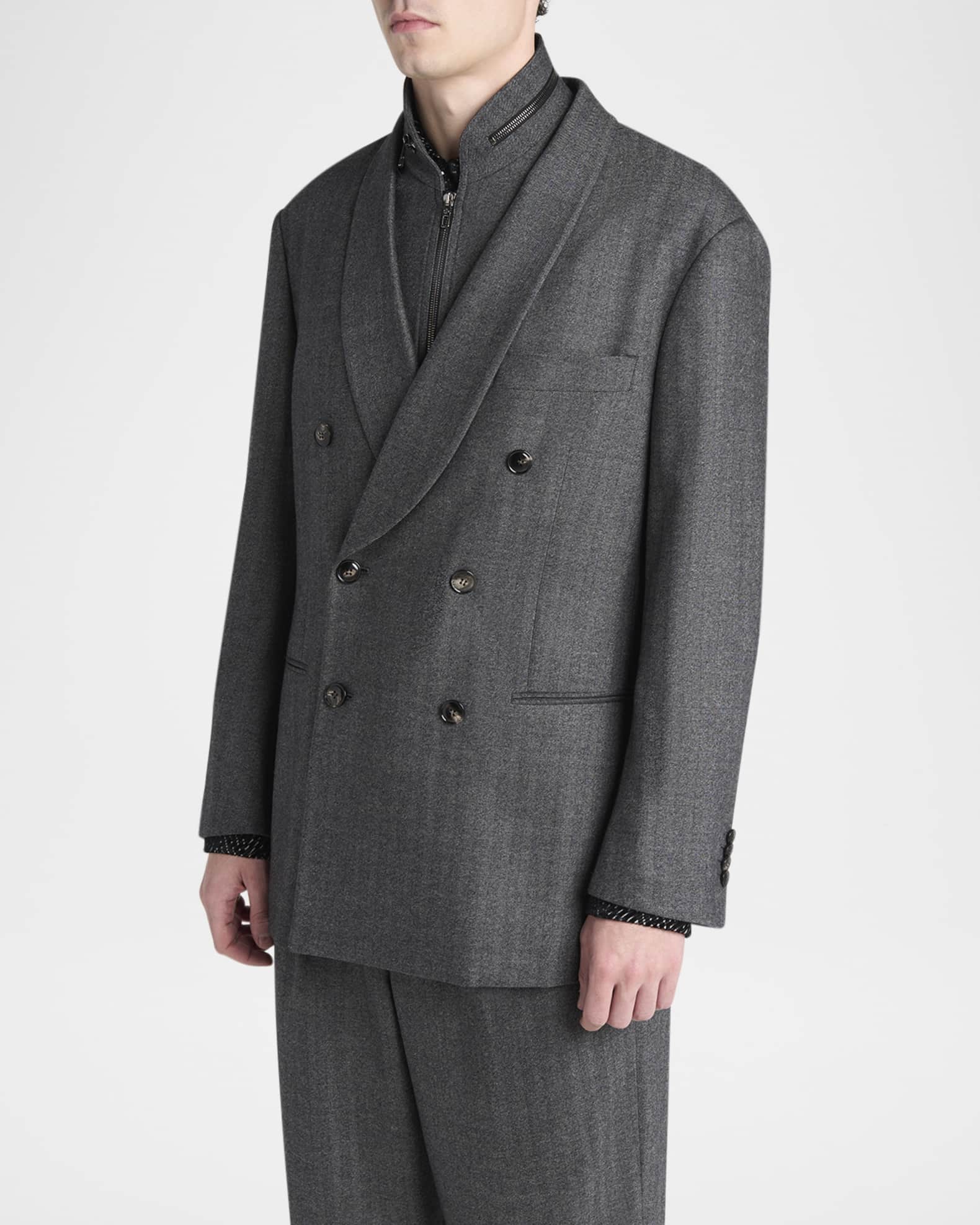 Giorgio Armani Men's Chevron Pattern Wool Cashmere Blend Shawl