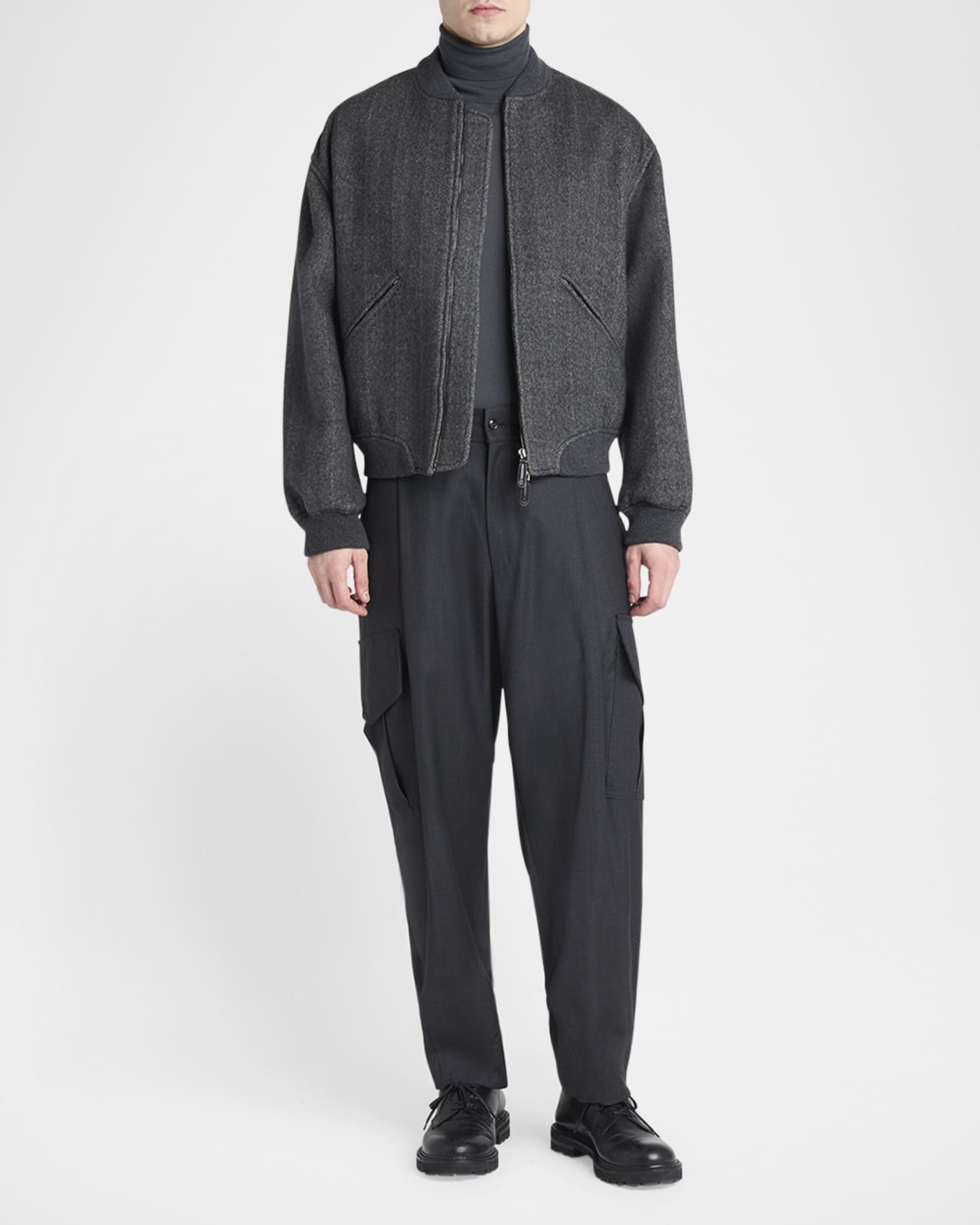 Giorgio Armani Men's Herringbone Cashmere and Wool Bomber Jacket