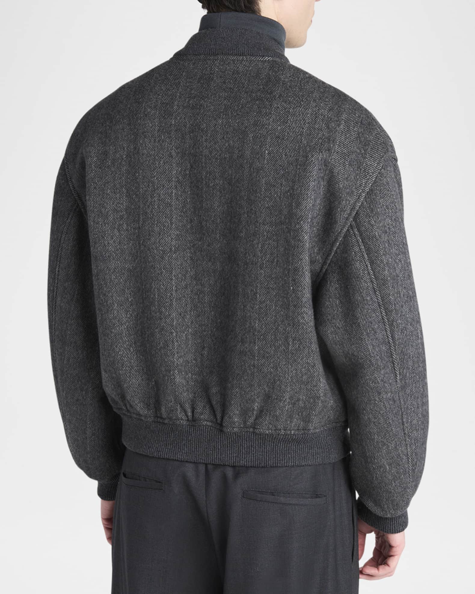 Giorgio Armani Men's Herringbone Cashmere and Wool Bomber Jacket