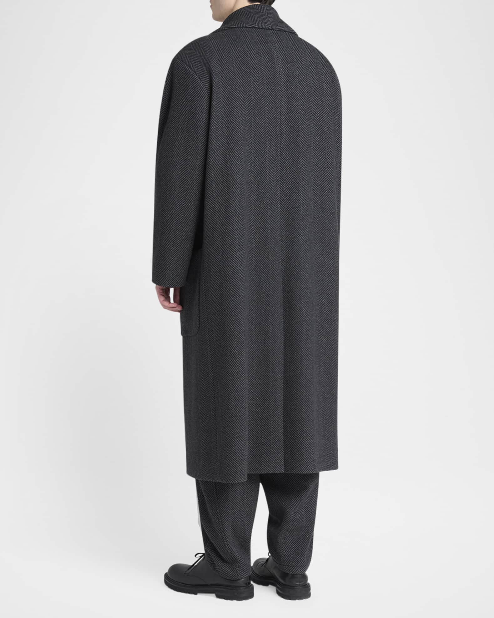 Giorgio Armani Men's Cashmere Herringbone Double-Breasted Overcoat