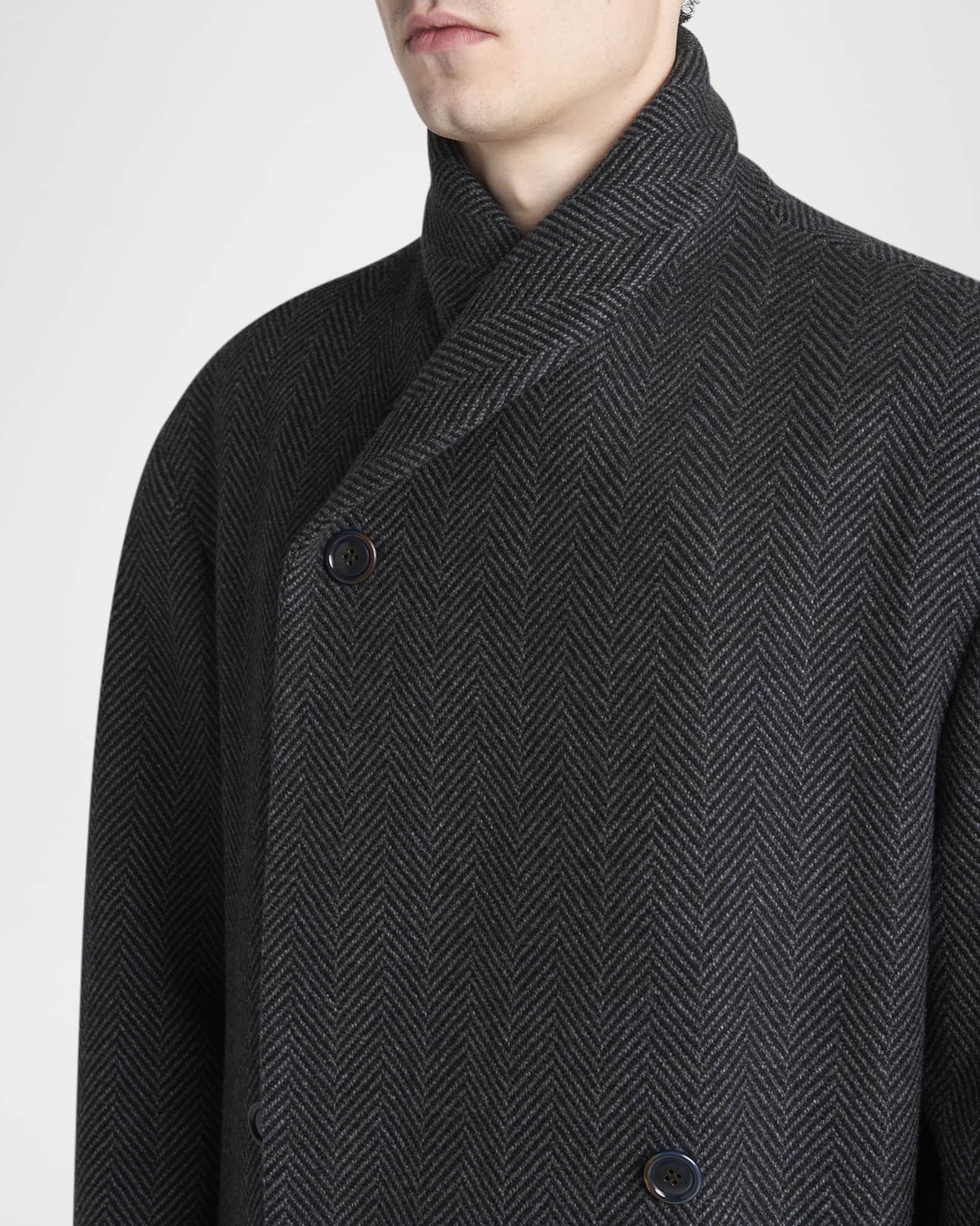 かずGiorgio Armani ダークグレー テーラードコート Giorgio Armani Men's Cashmere Herringbone Double-Breasted Overcoat