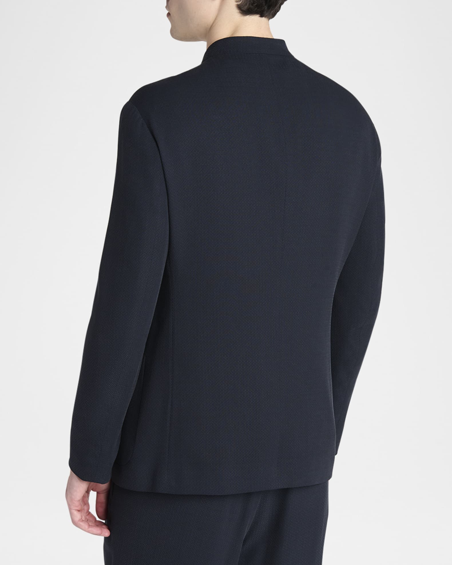 Giorgio Armani Men's Micro-Chevron Cupro and Viscose Collarless