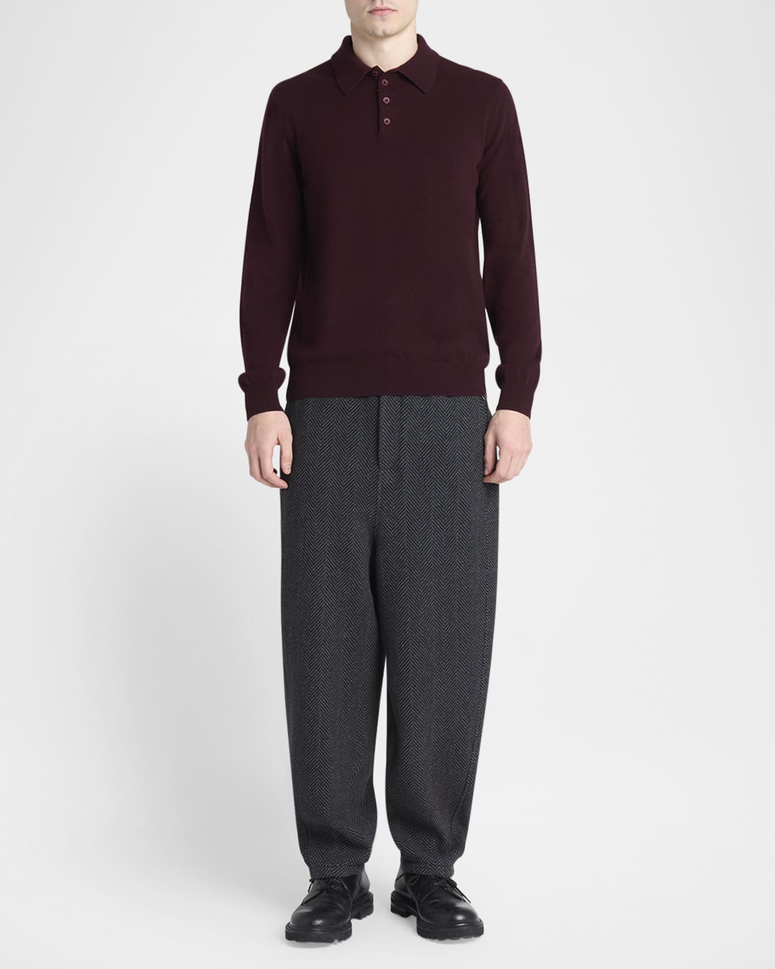 Giorgio Armani Men's Cashmere Knit Polo Sweater | Neiman Marcus