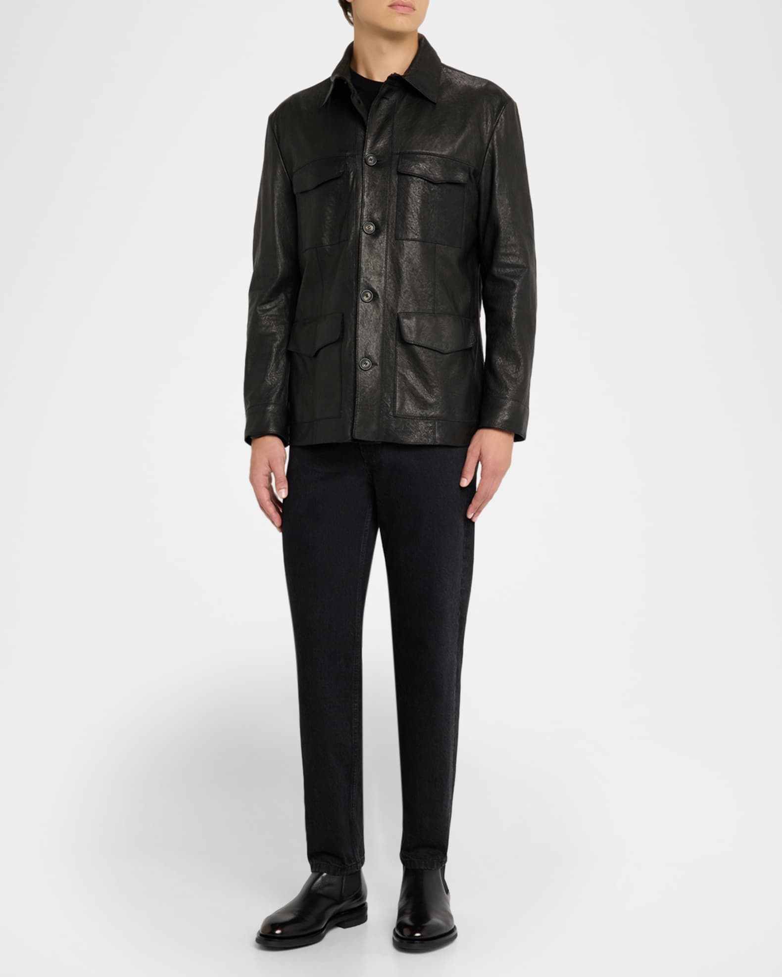 Giorgio Armani Men's Nappa Leather Safari Jacket | Neiman Marcus