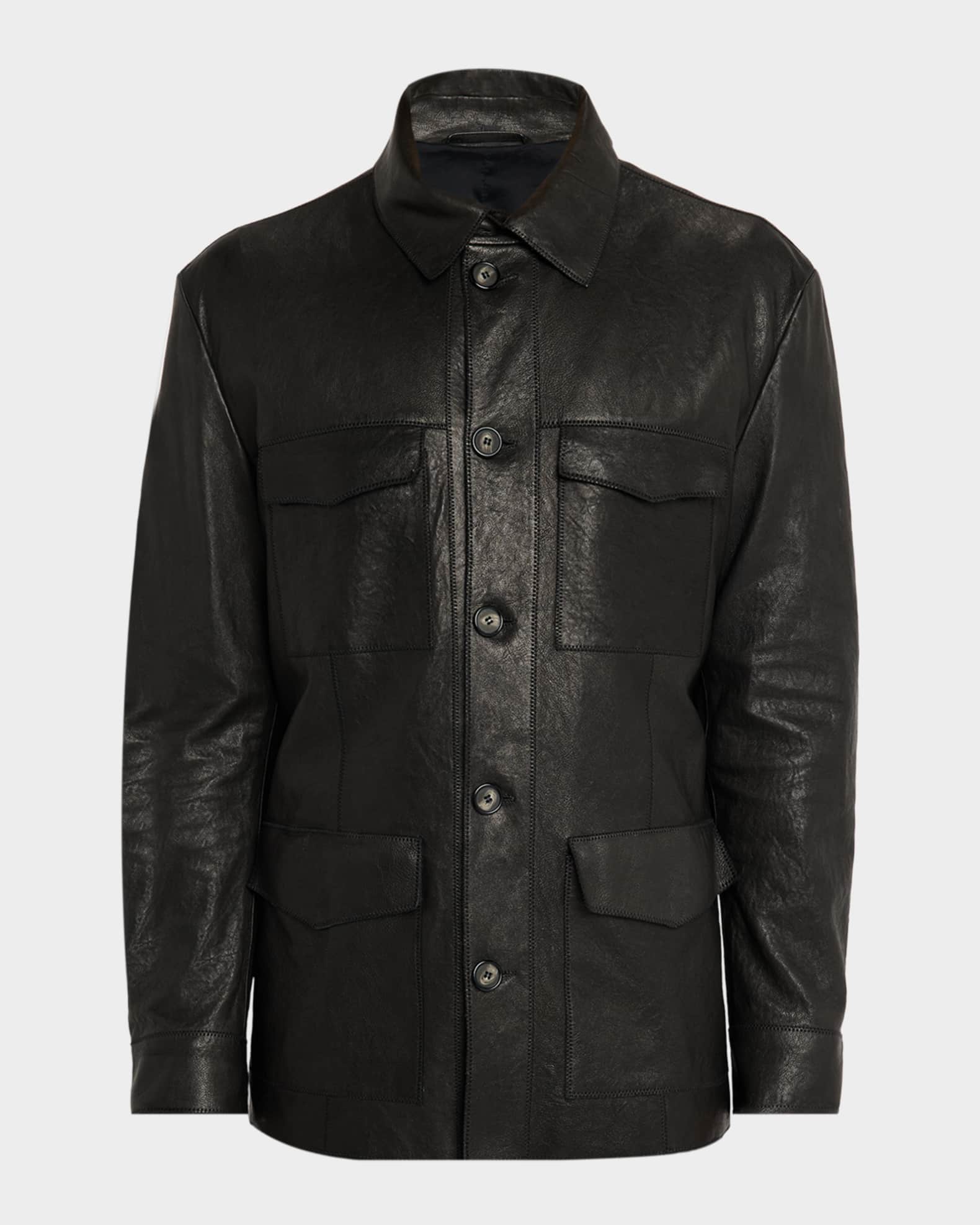 Giorgio Armani Men's Nappa Leather Safari Jacket | Neiman Marcus