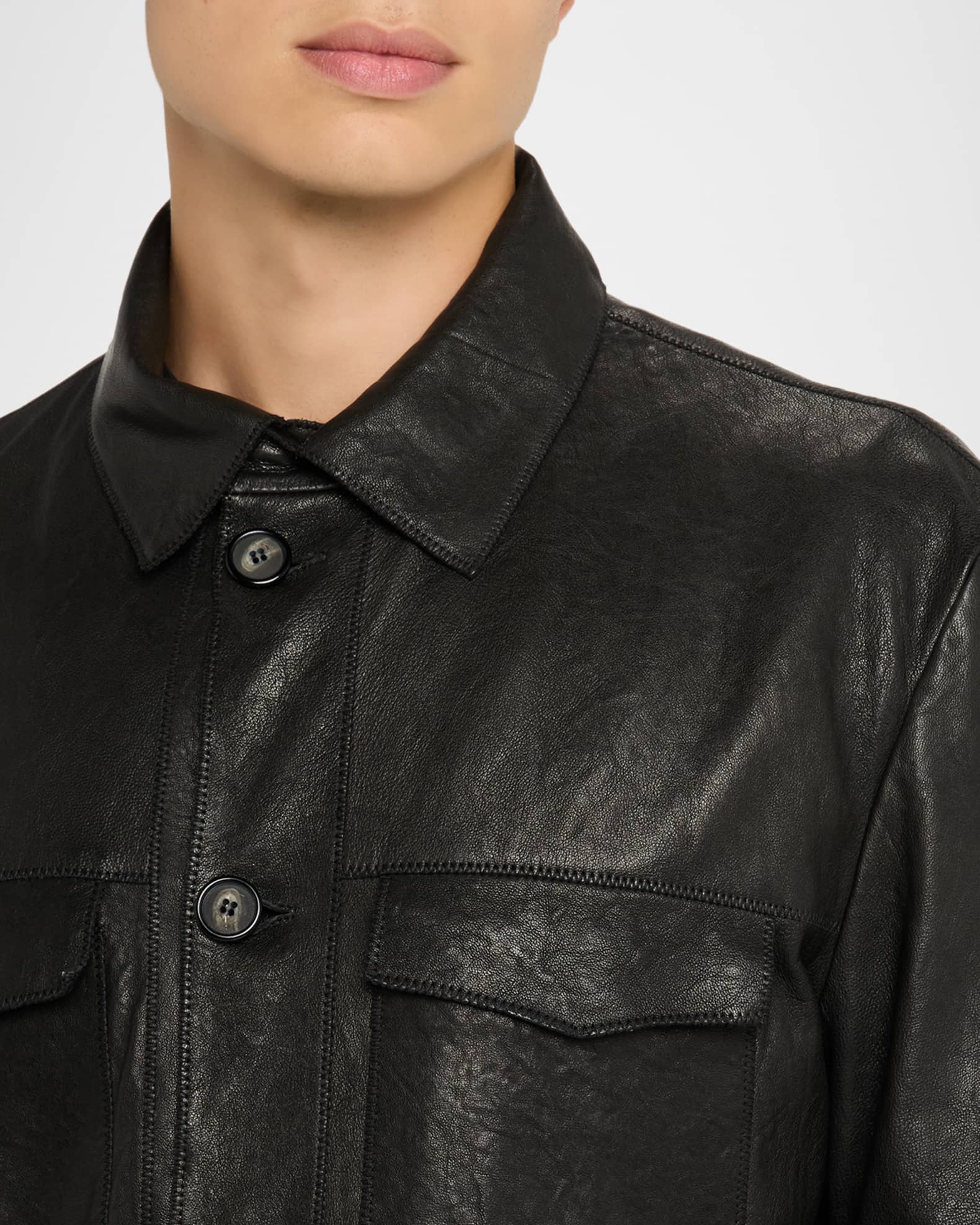 Giorgio Armani Men's Nappa Leather Safari Jacket | Neiman Marcus