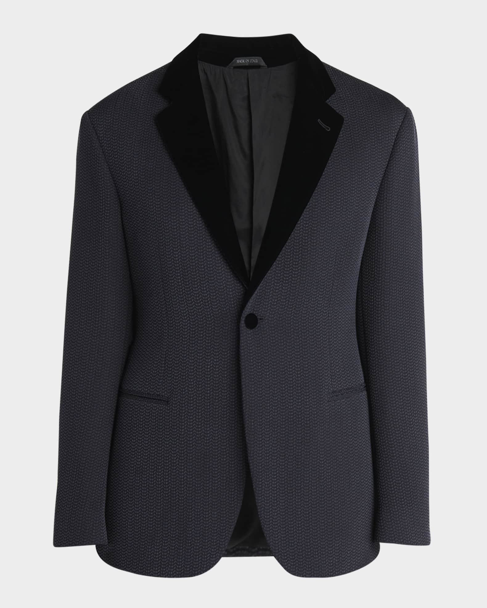 Giorgio Armani Men's Velvet-Lapel Textured Dinner Jacket | Neiman