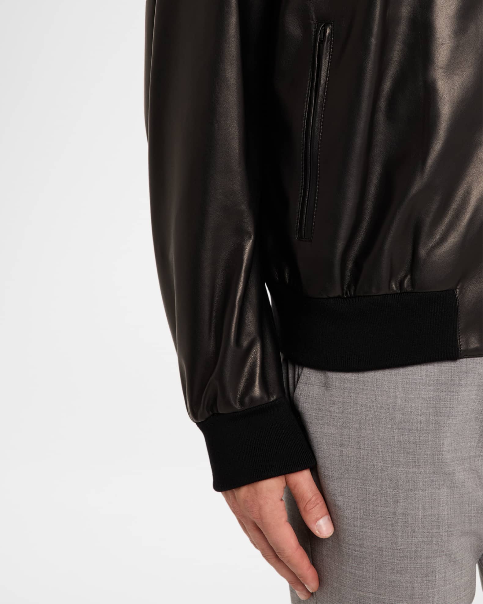 Giorgio Armani Men's Napa Leather Full-Zip Bomber Jacket | Neiman