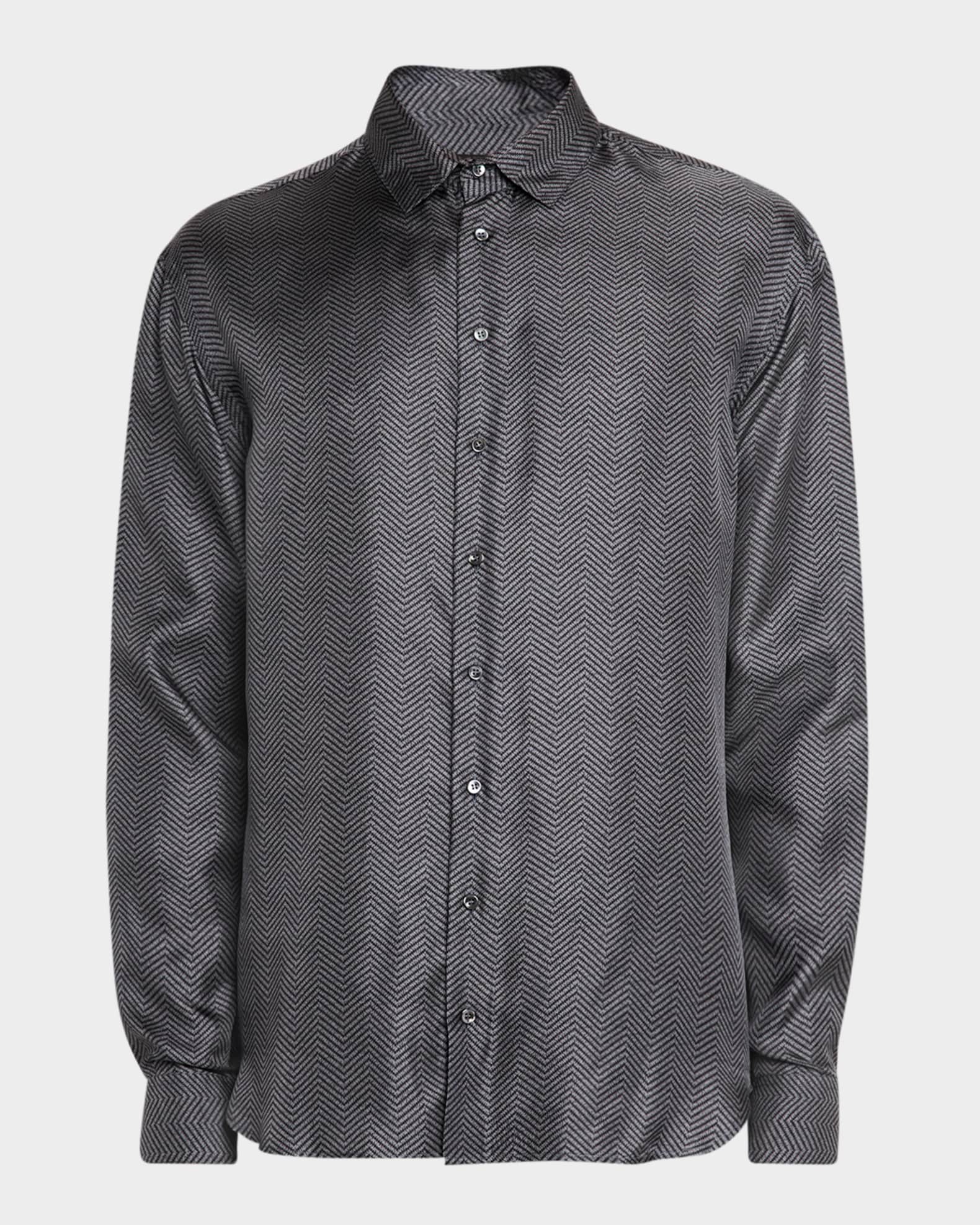 Men's Chevron Silk Dress Shirt 0