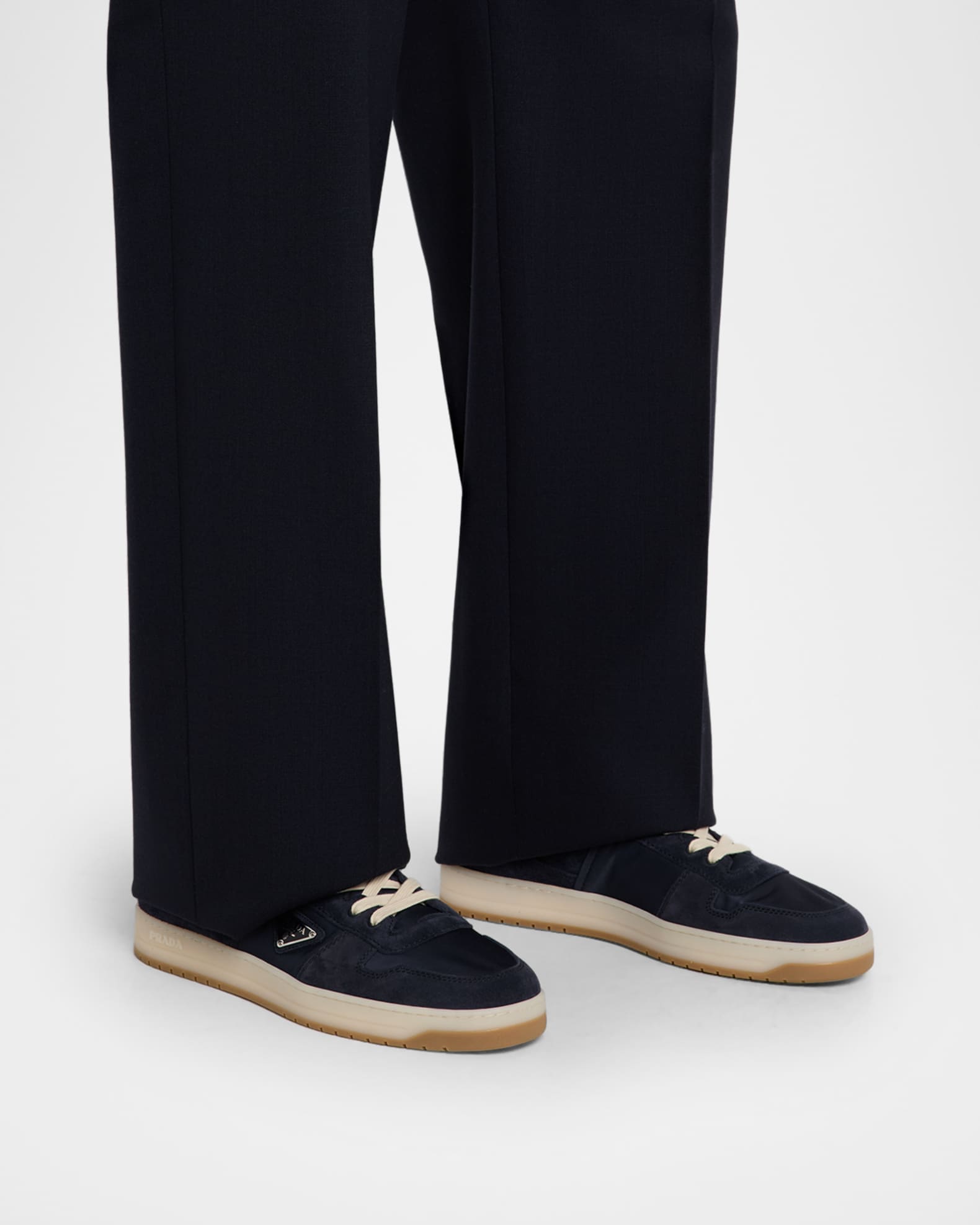 Prada Men's Downtown Suede and Textile Low-Top Sneakers