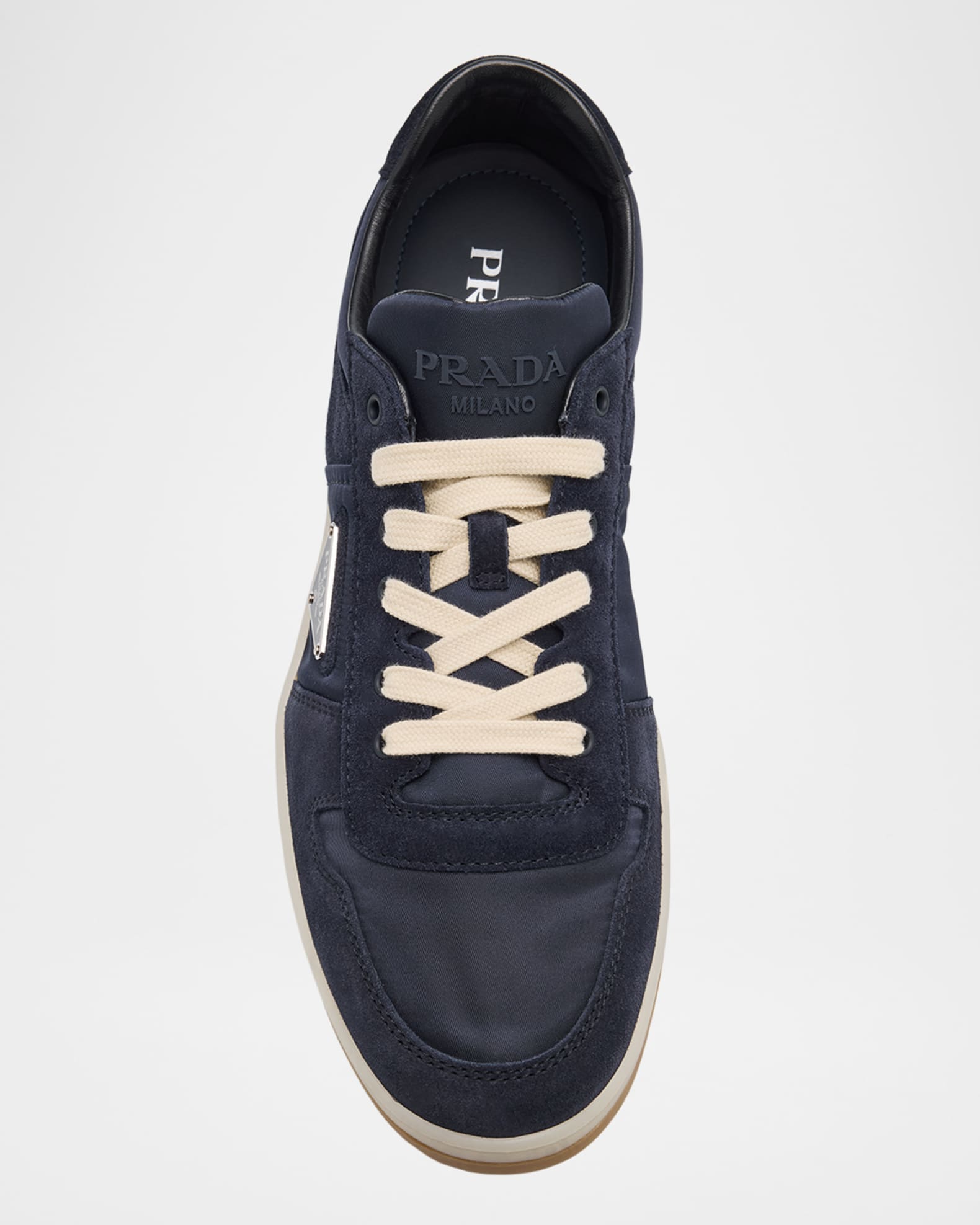 Prada Men's Downtown Suede and Textile Low-Top Sneakers