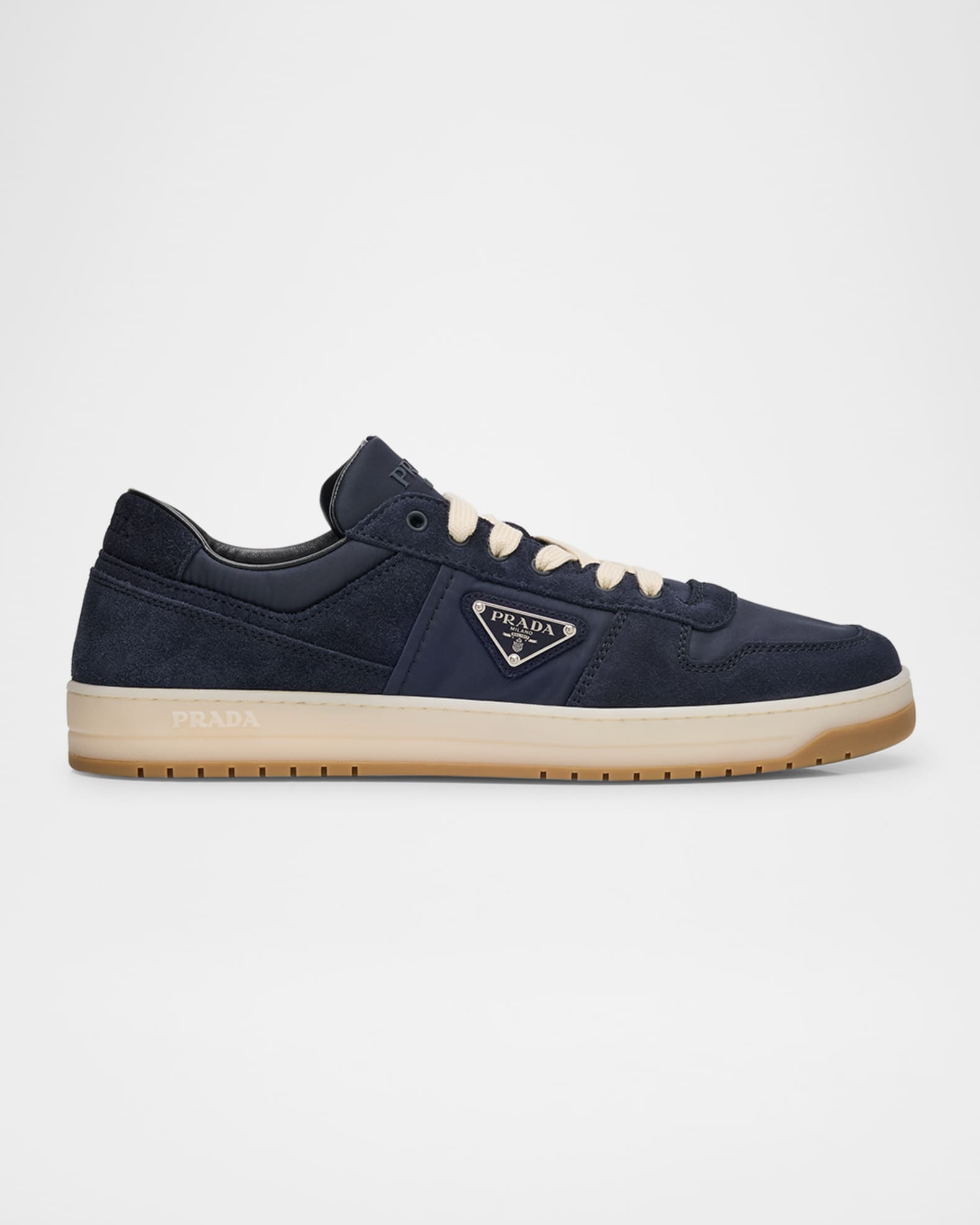Prada Men's Downtown Suede and Textile Low-Top Sneakers | Neiman