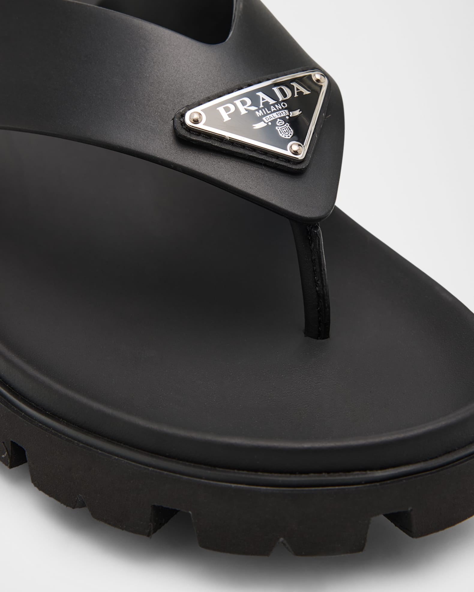 Prada Men's Triangle Logo Thong Sandals | Neiman Marcus
