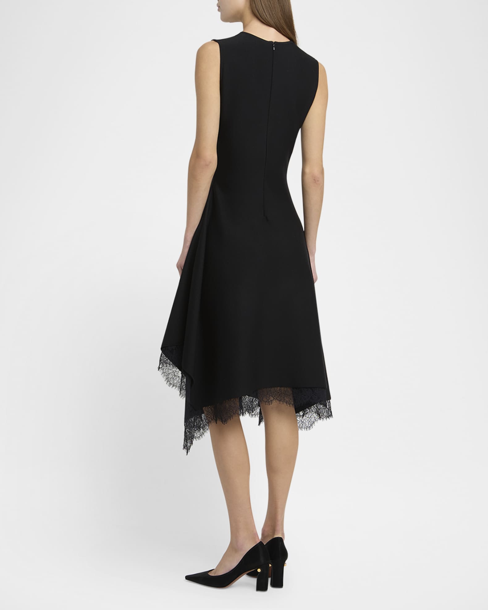 chinese dress ladies Alexander McQueen Lace Inset Silk Dress