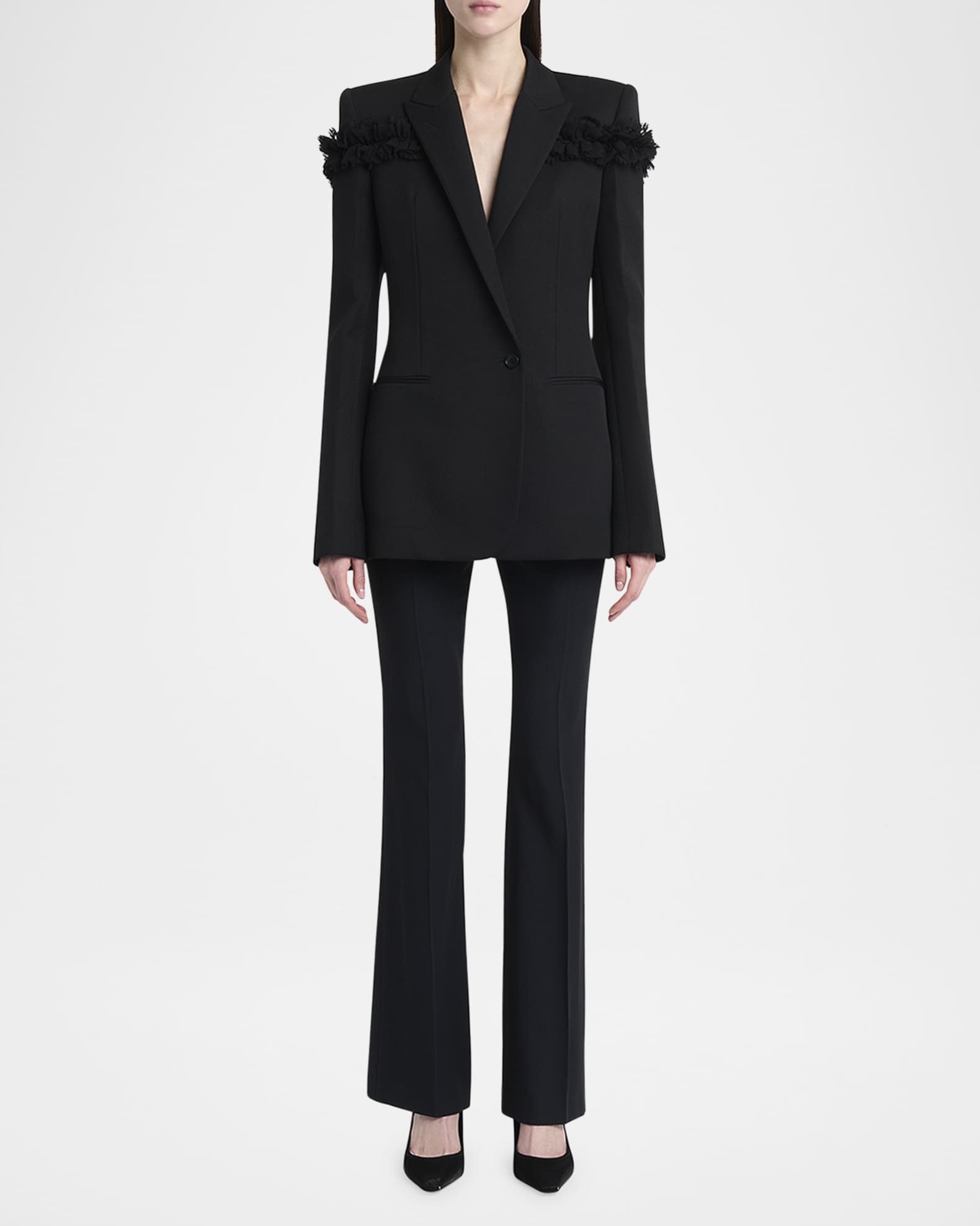 Ruffle Single-Breasted Wrap Blazer Jacket 1