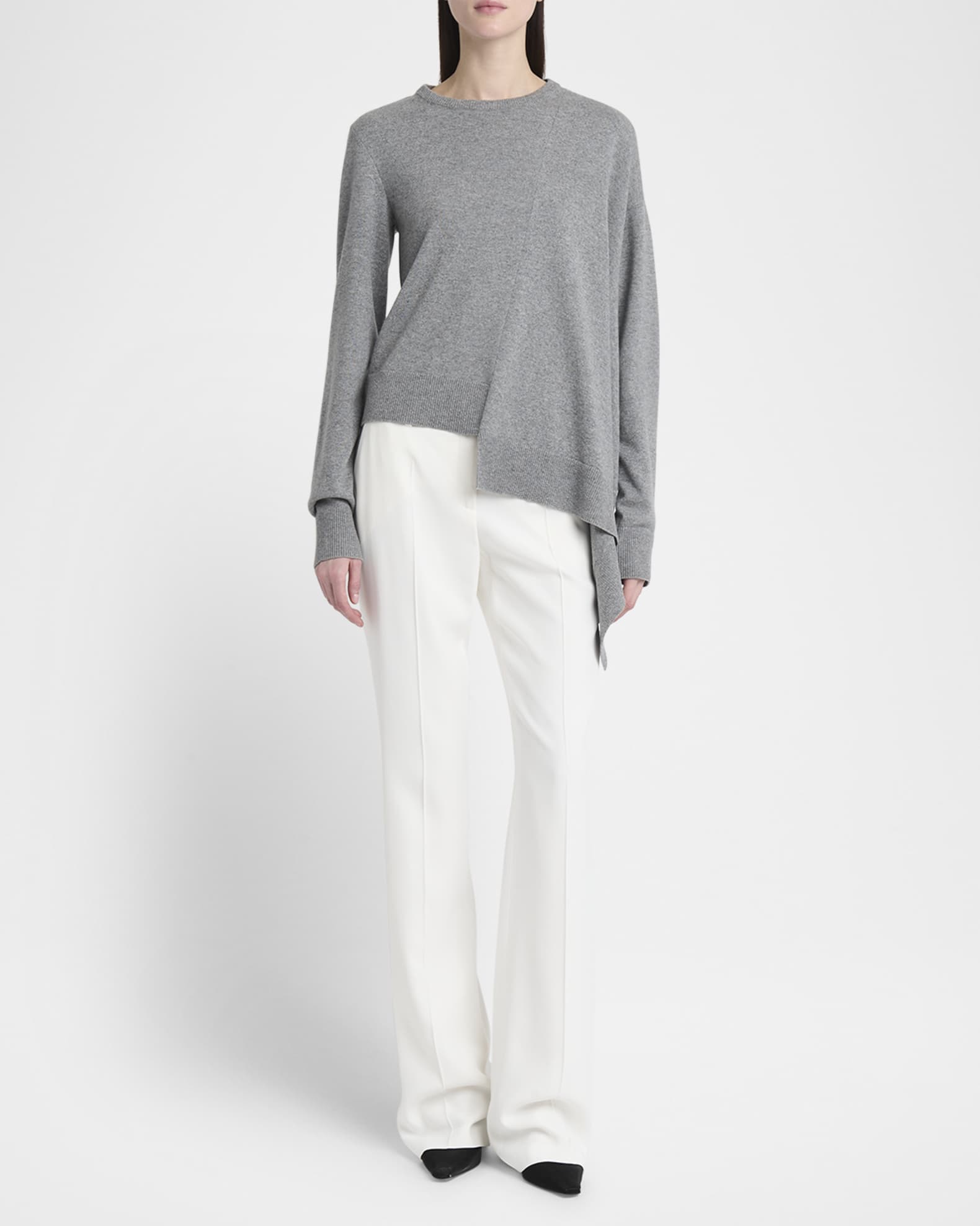 Asymmetric Hem Cashmere-Wool Sweater 1