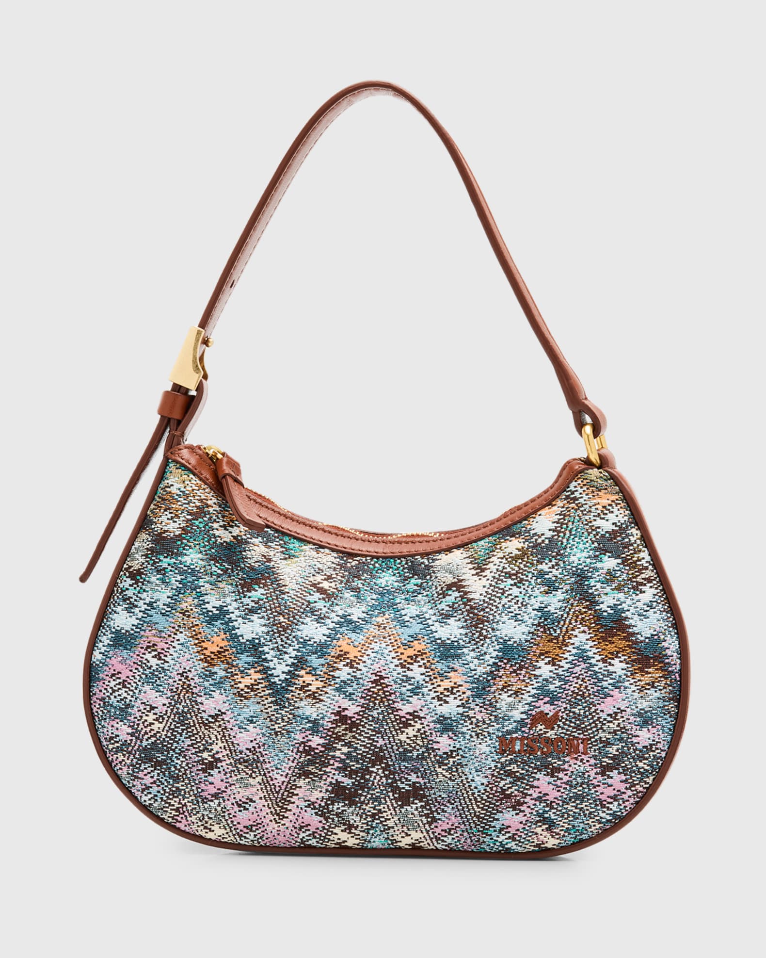 Missoni Mini Zigzag Cotton Canvas Hobo Shoulder Bag | Neiman Marcus