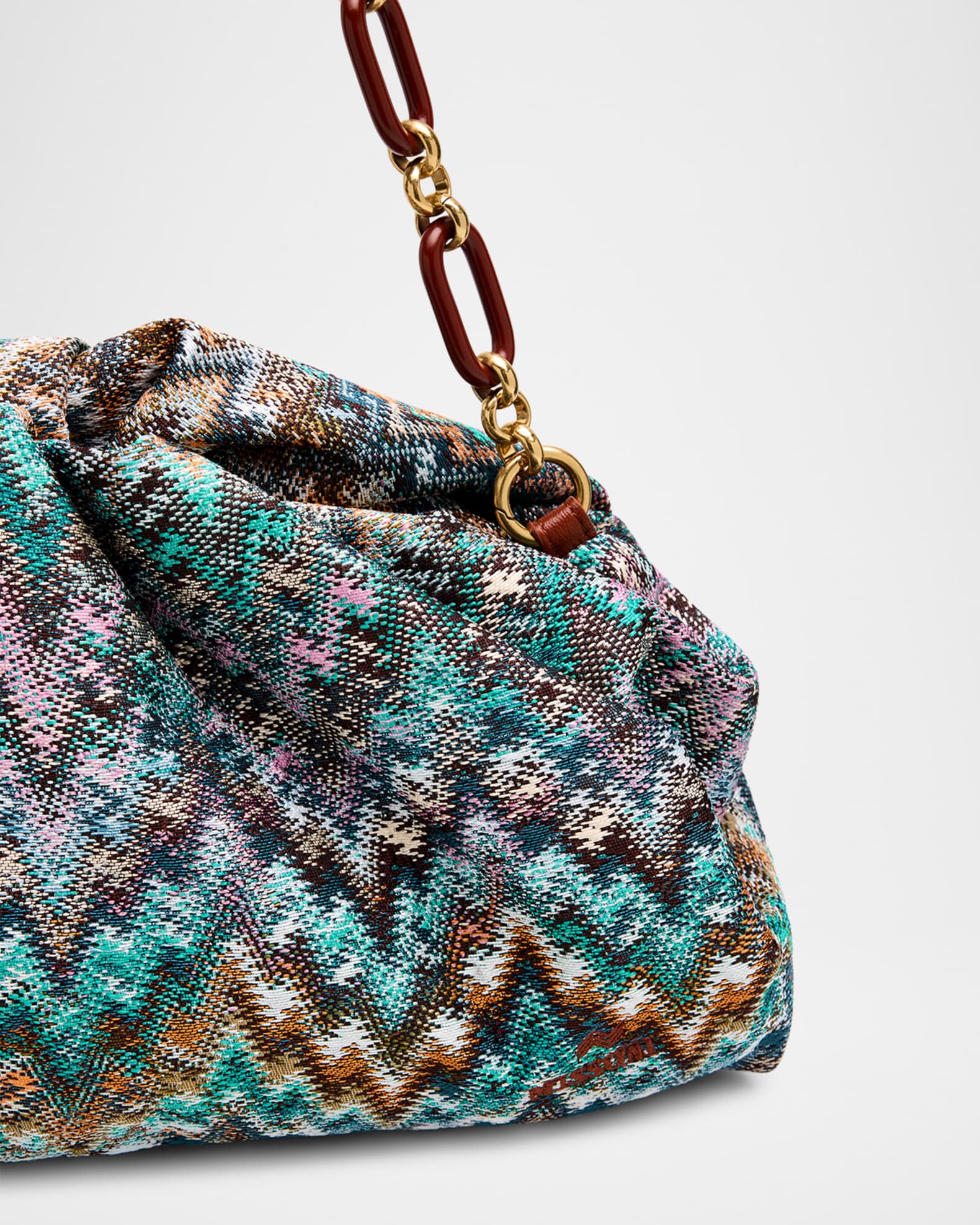 Missoni Ruched Zigzag Canvas Pouch Bag | Neiman Marcus