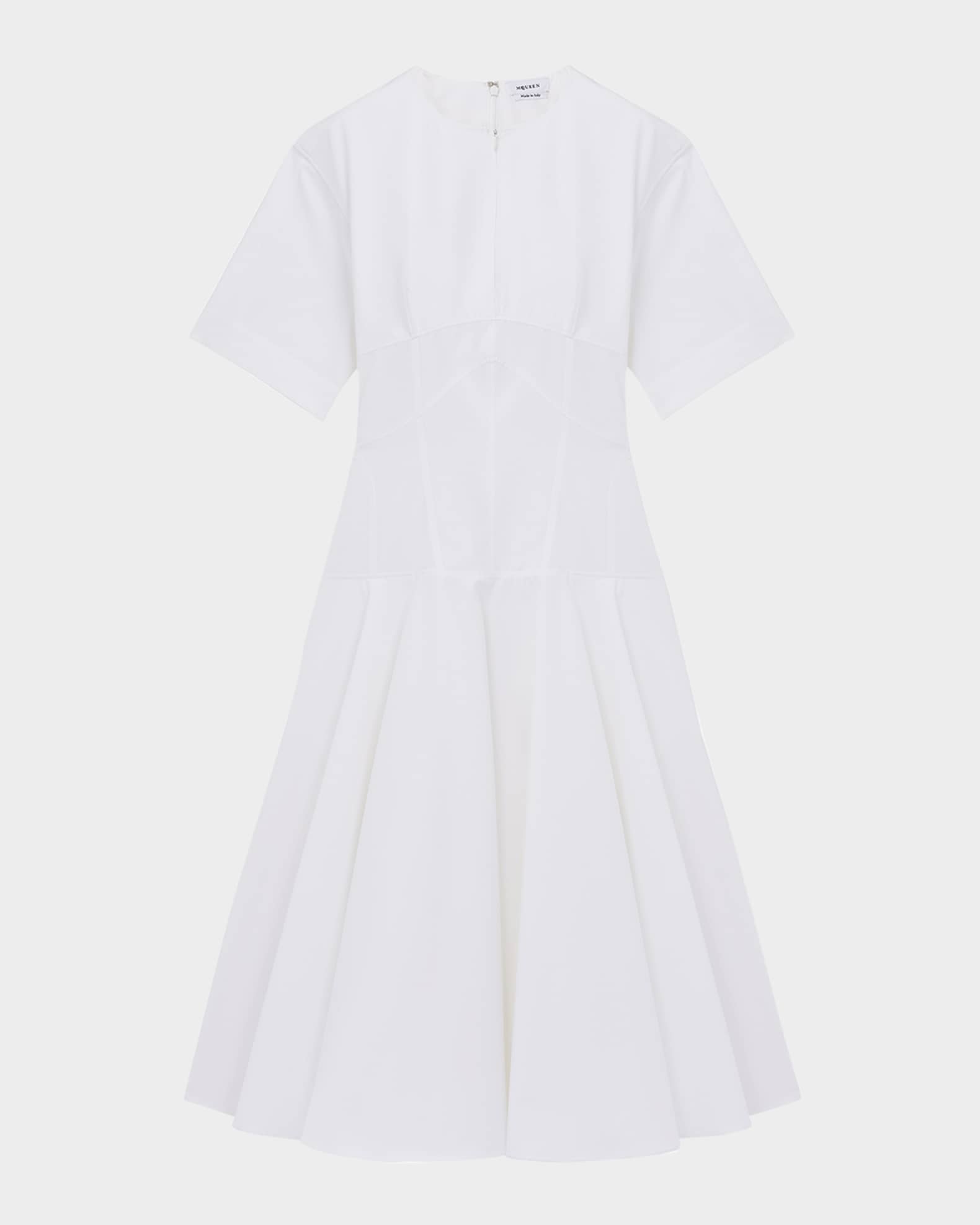 Short-Sleeve Seamed Midi Dress 0