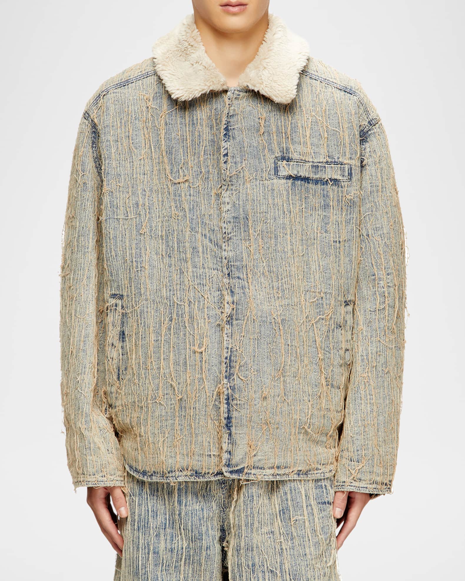 Diesel Men's D-Ivar-S Furry Collar Jacket | Neiman Marcus