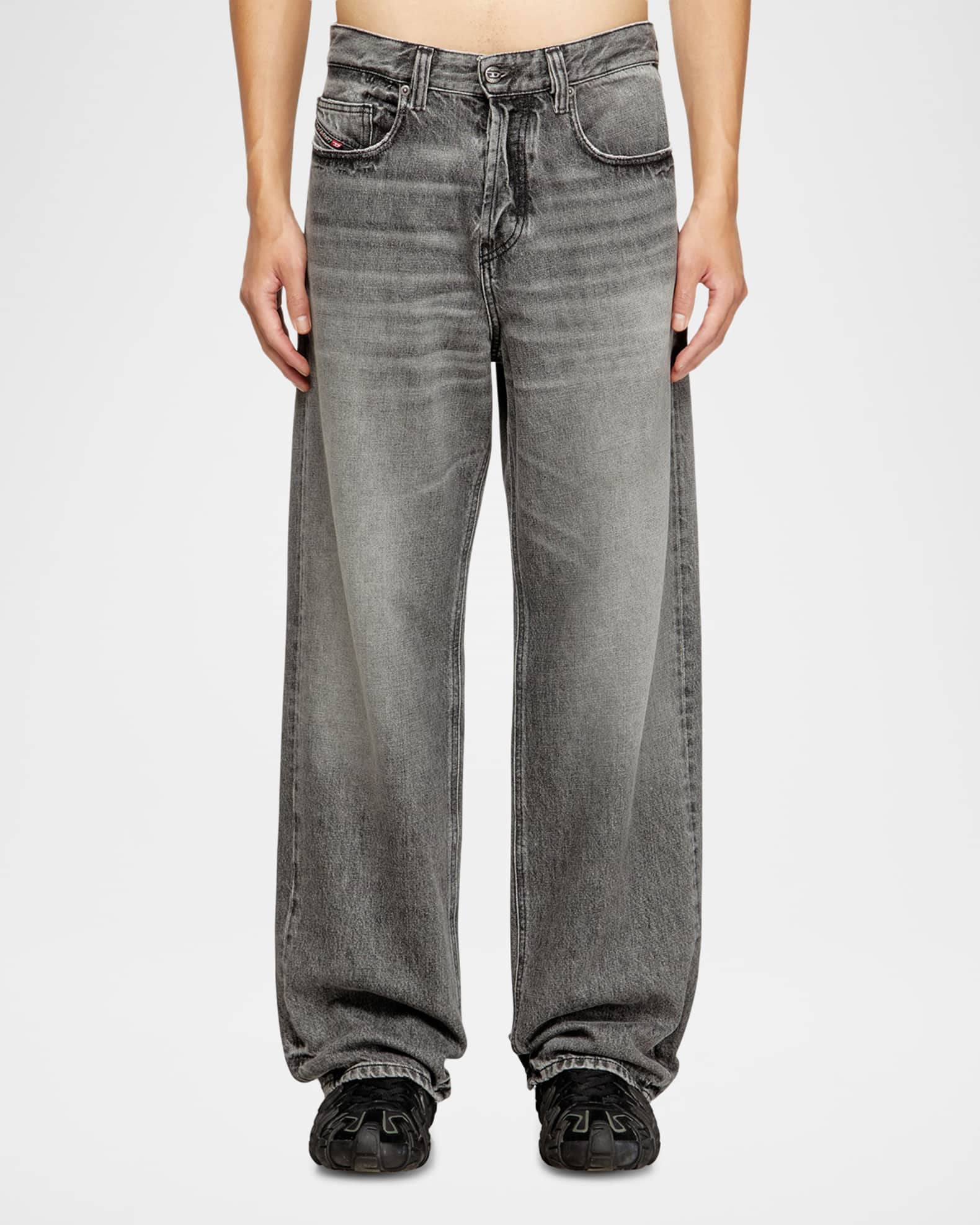 Diesel Men's D-2001 D-Macro Relaxed Grey-Wash Jeans | Neiman Marcus