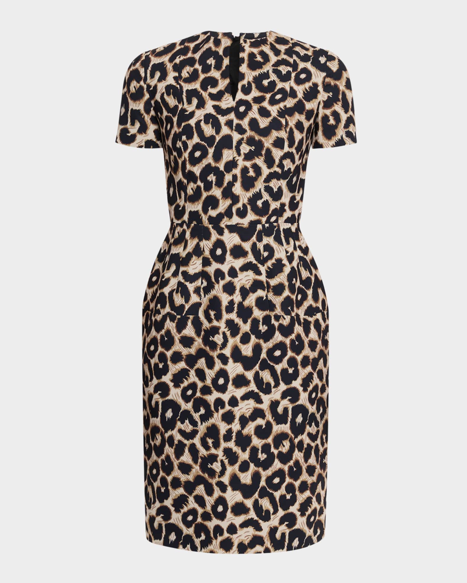 Leopard-Print Short-Sleeve Sheath Dress 0