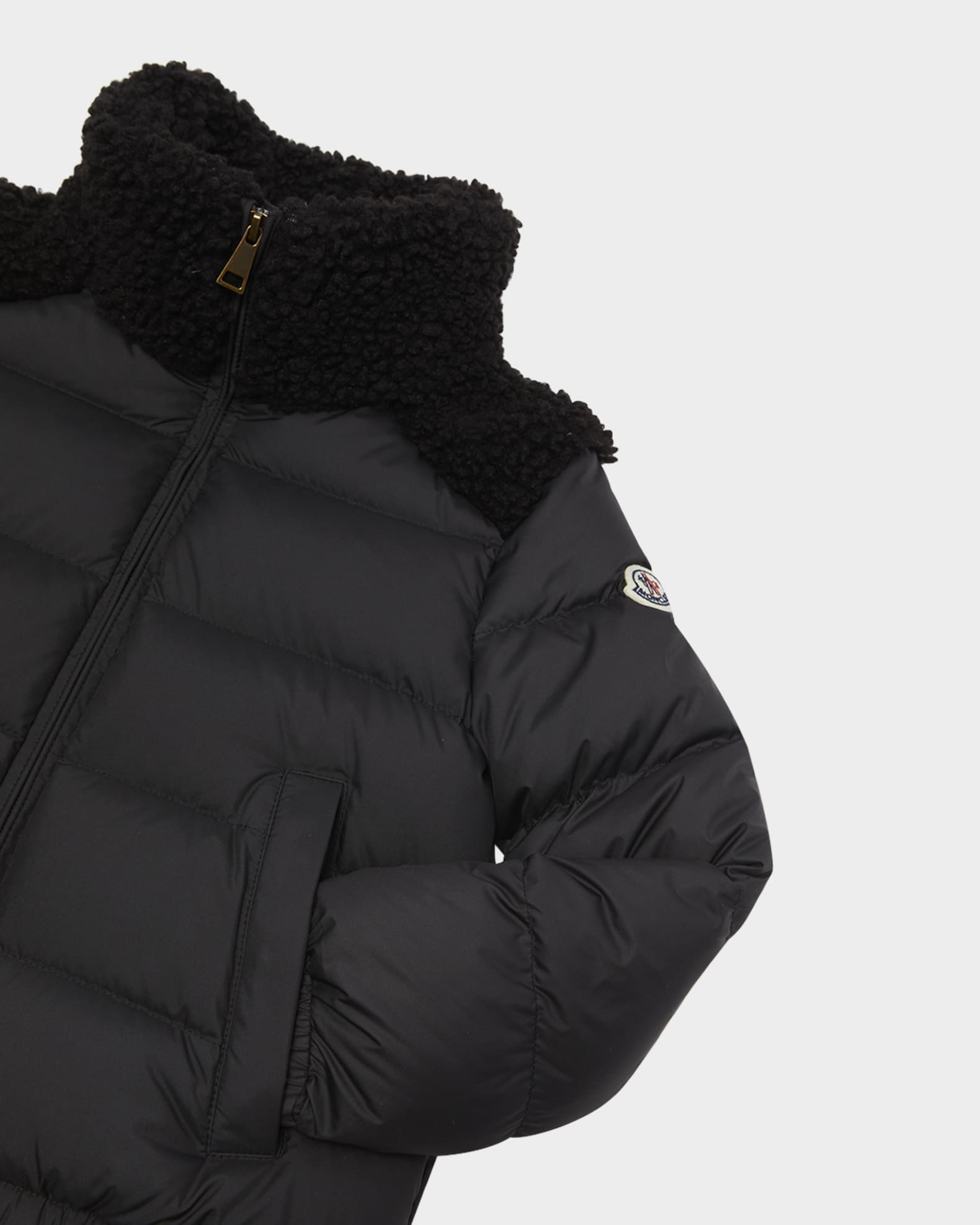 Moncler Girl's Vard Down Jacket with Faux Fur, Size 4-6 | Neiman