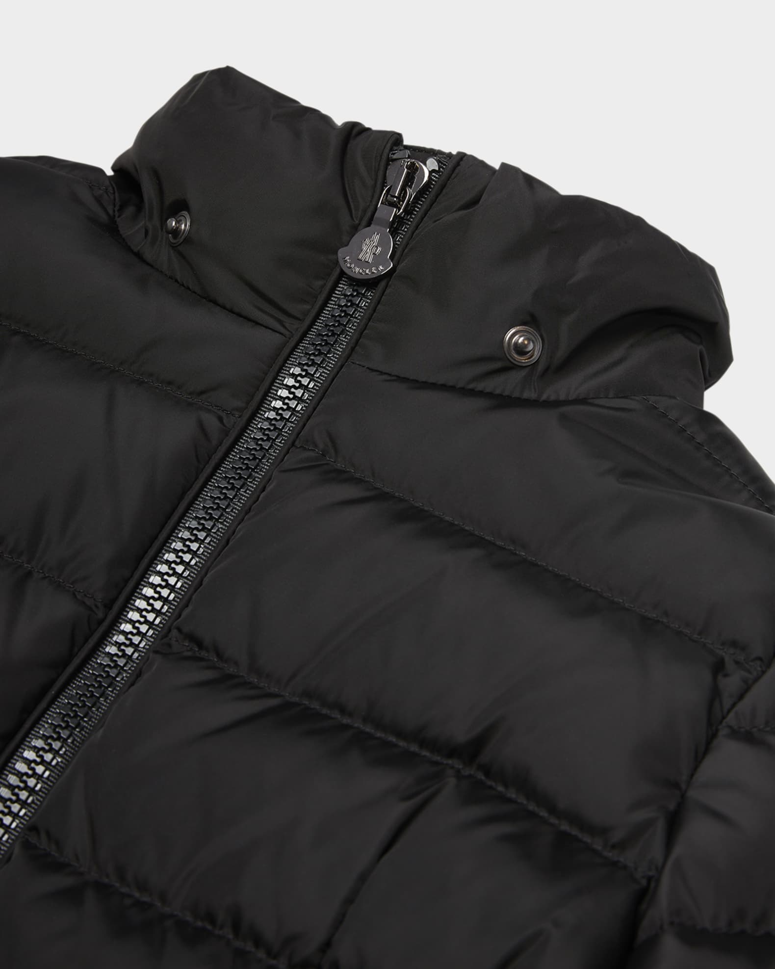 Moncler Girl's Charpal Hooded Long Down Coat, Size 4-6 | Neiman Marcus
