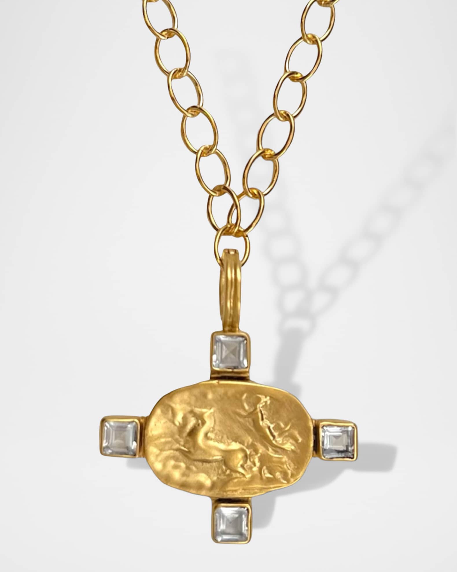 Chariot and White Topaz Pendant Necklace 0