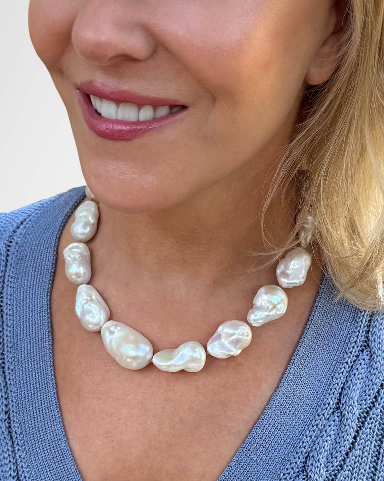 Large Baroque Pearl Knotted Necklace 1