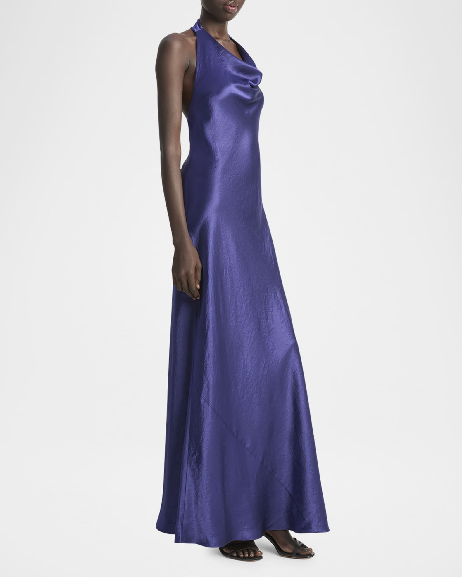 Satin Cowl-Neck Maxi Dress 1
