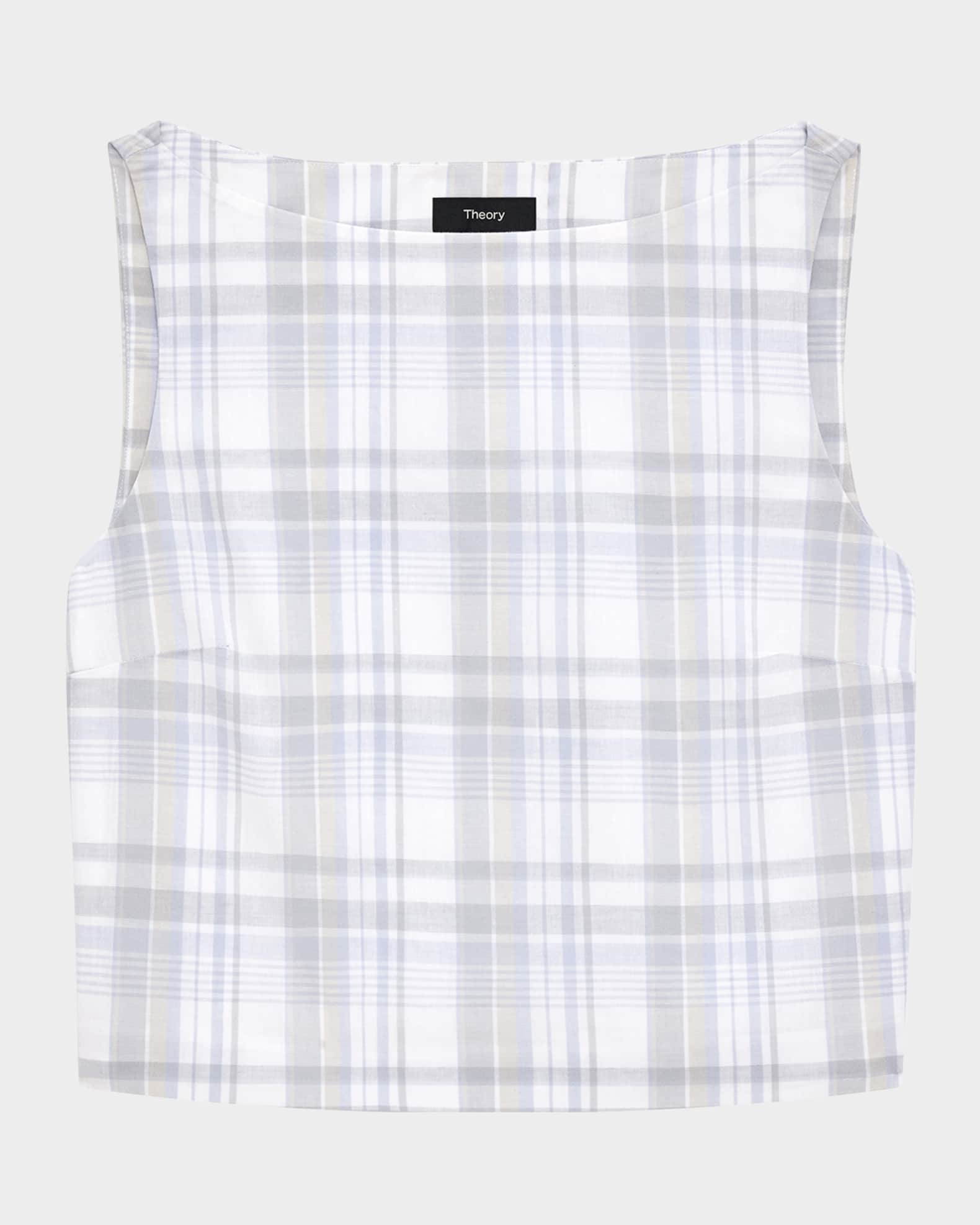 Plaid Bateau-Neck Top
