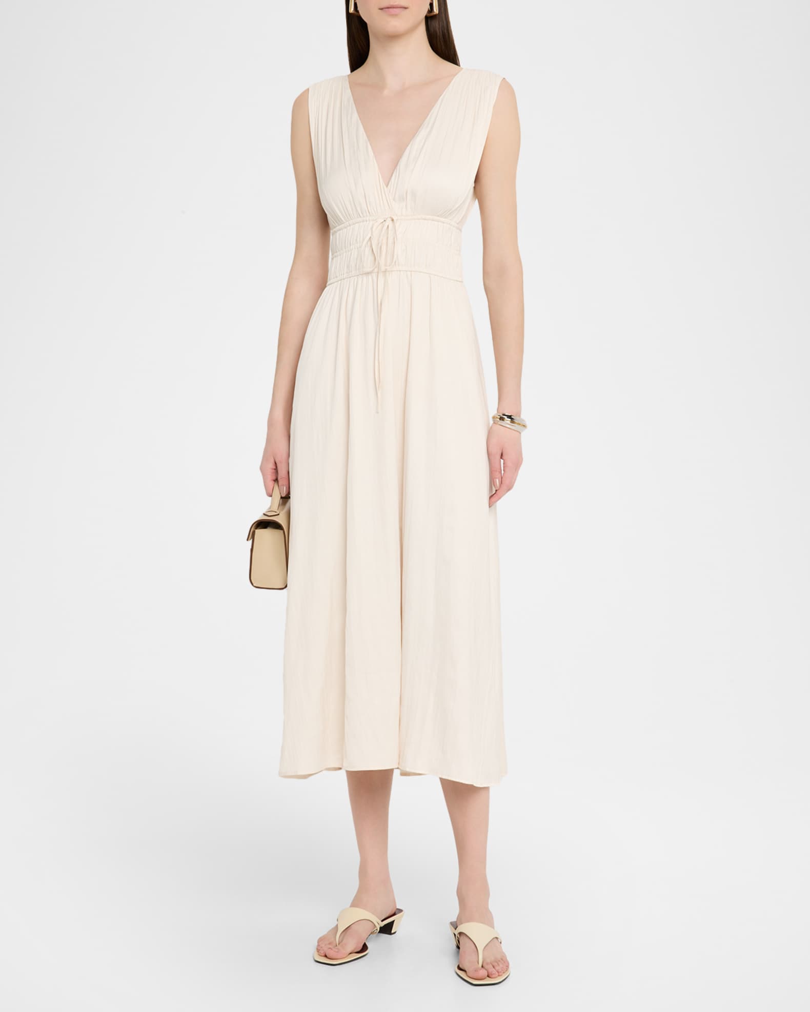 Lilith Shirred Drawstring Midi Dress 1