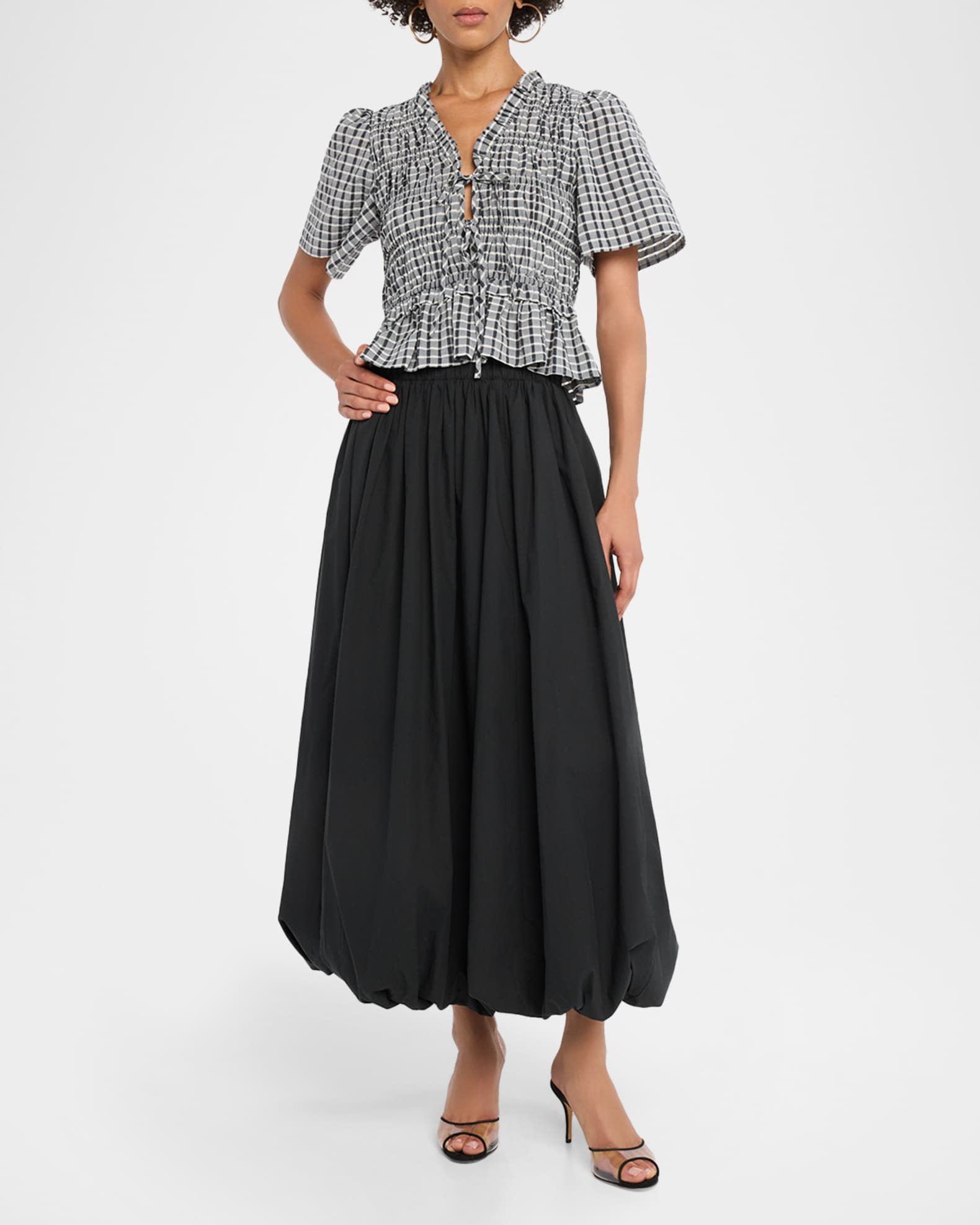 Cala Poplin Bubble Midi Skirt 1