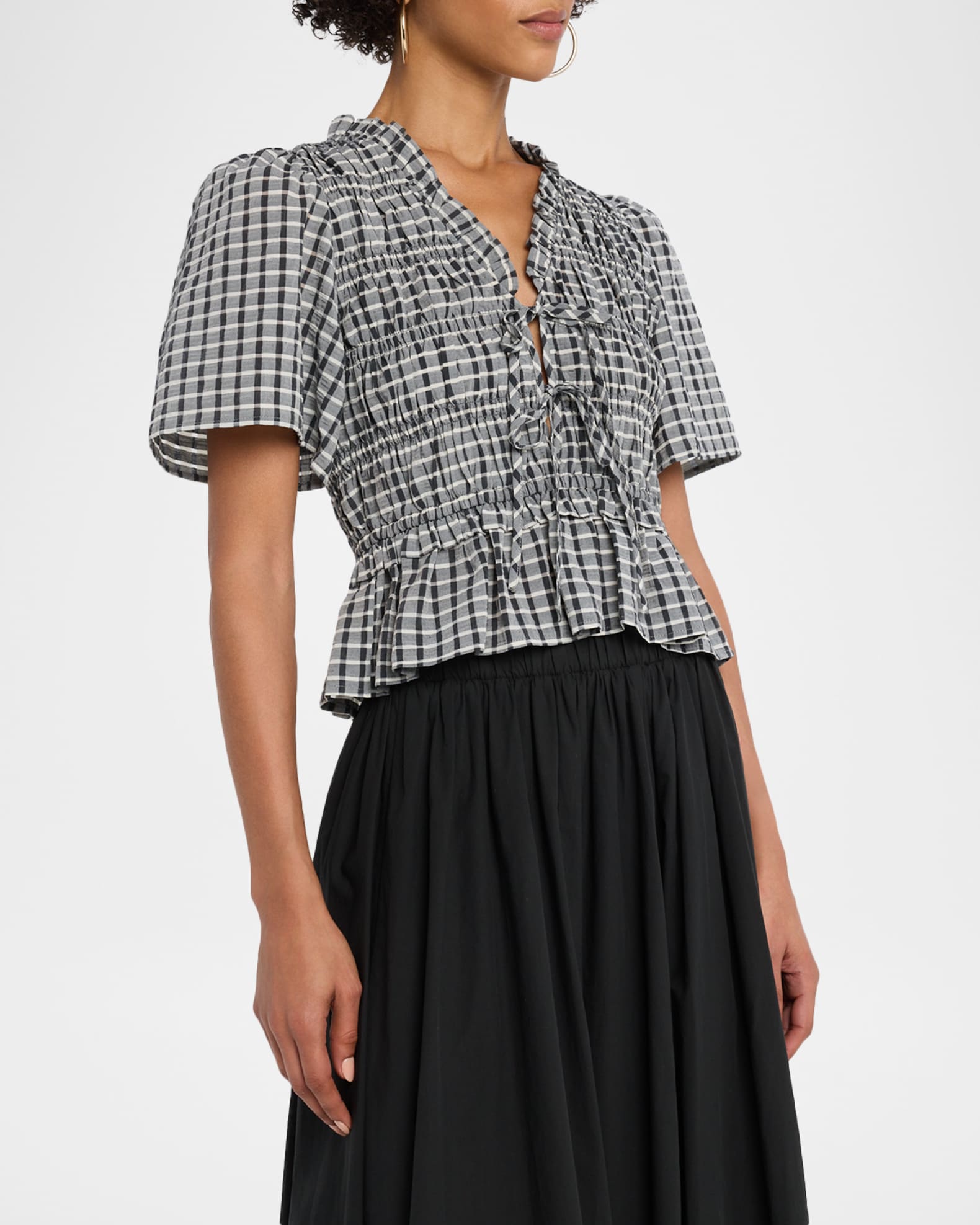 Rails Portia Check Tie-Front Top | Neiman Marcus