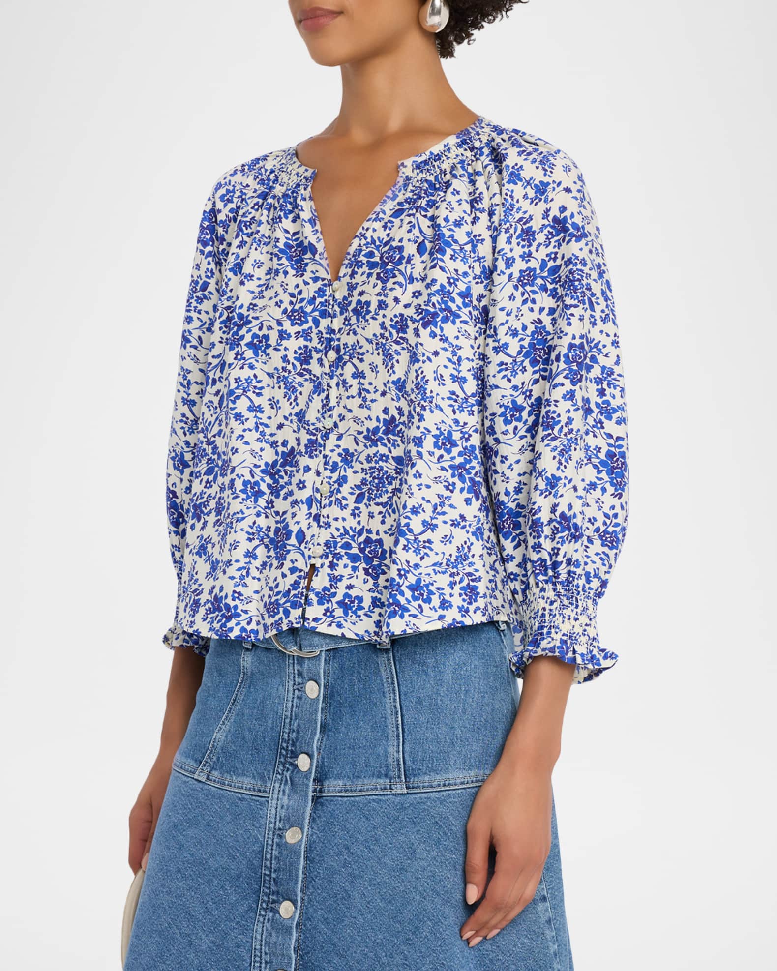 Rails Mariah Floral Three-Quarter Sleeve Top | Neiman Marcus