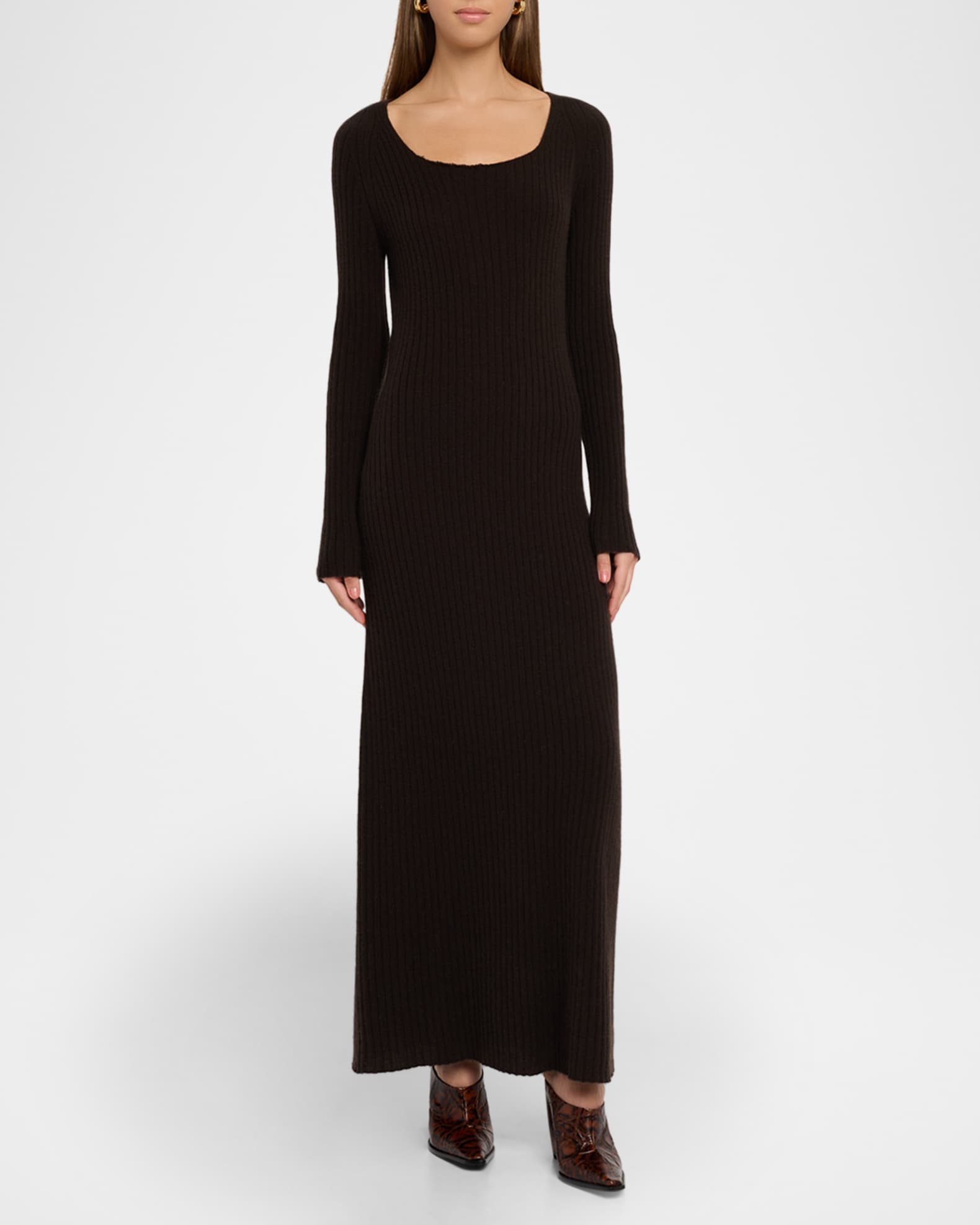 chinese dress ladies Gemma Black Long Sleeve Ribbed Maxi Dress main image 1